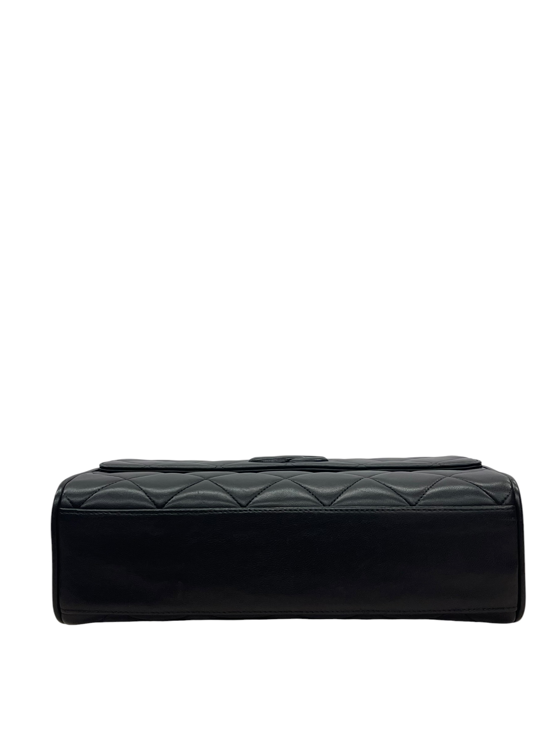 Pre-Owned CHANEL Black Covered CC Quilted Flap Bag Lambskin / Product Code:081310