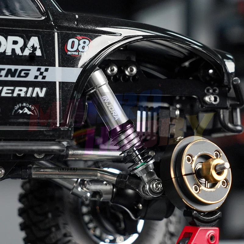 INJORA LS 59mm Aluminum Oil Shocks for 1/18 TRX4M 4PCS SILVER #530383