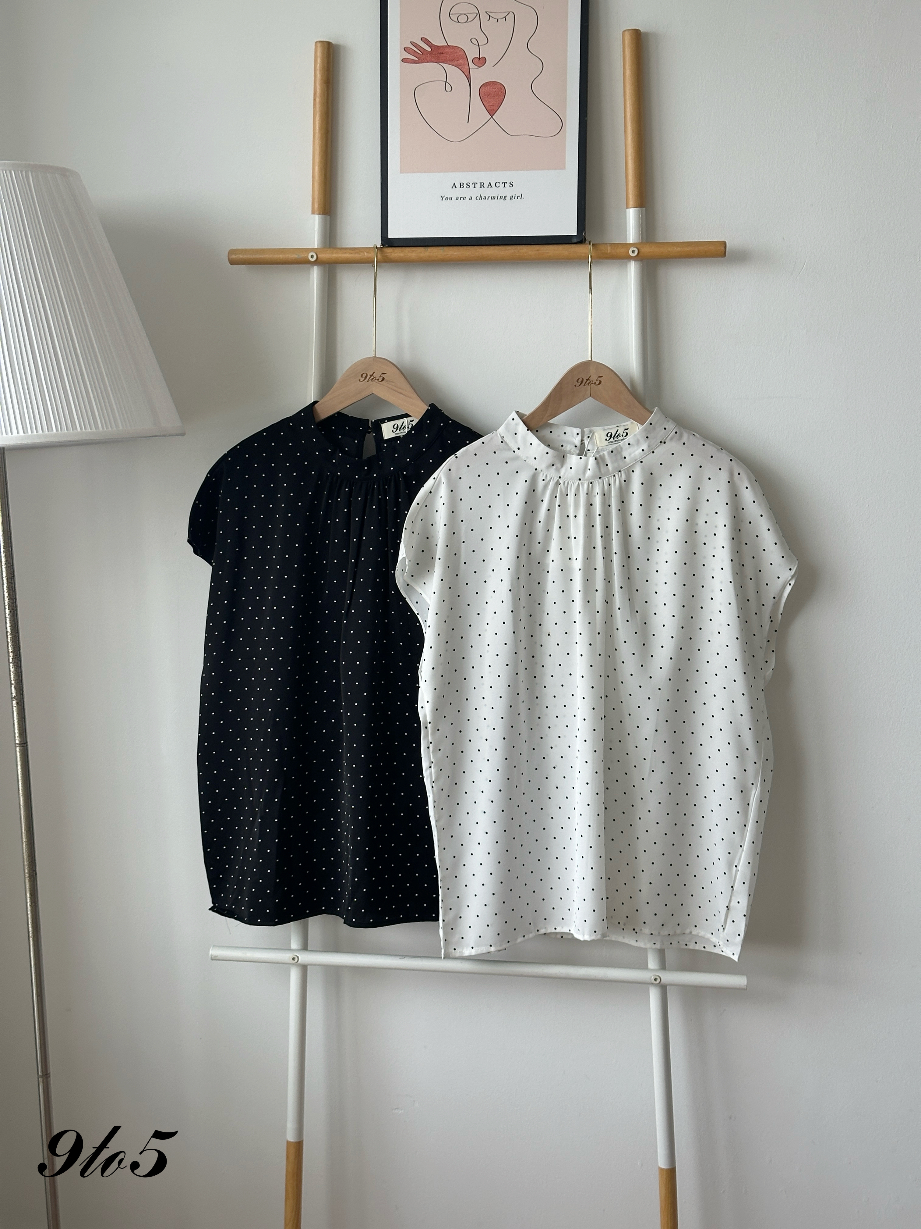 T4352 Oversized Polka Dot Top - Black & White
