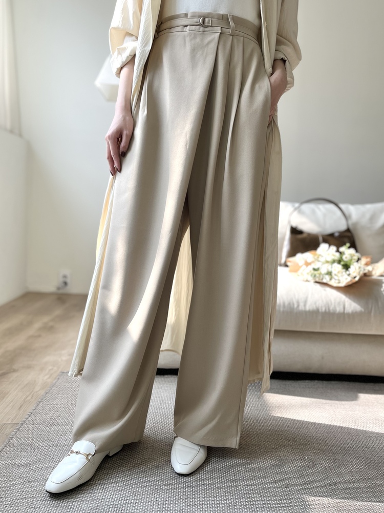 Asymmetric Wrap-Line Slacks (Beige)