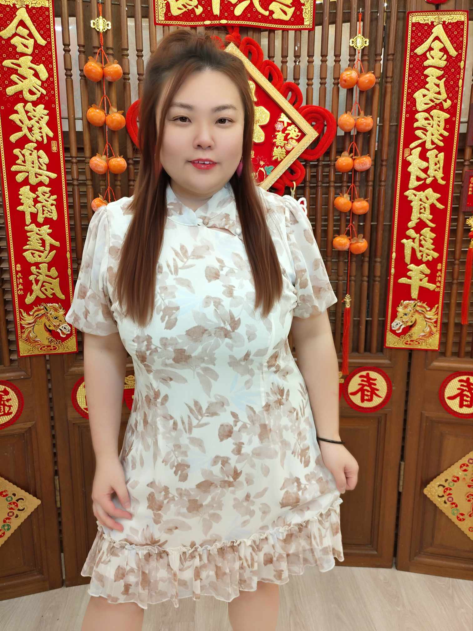 DBC04 TW#5285 雪纺碎花旗袍连衣裙