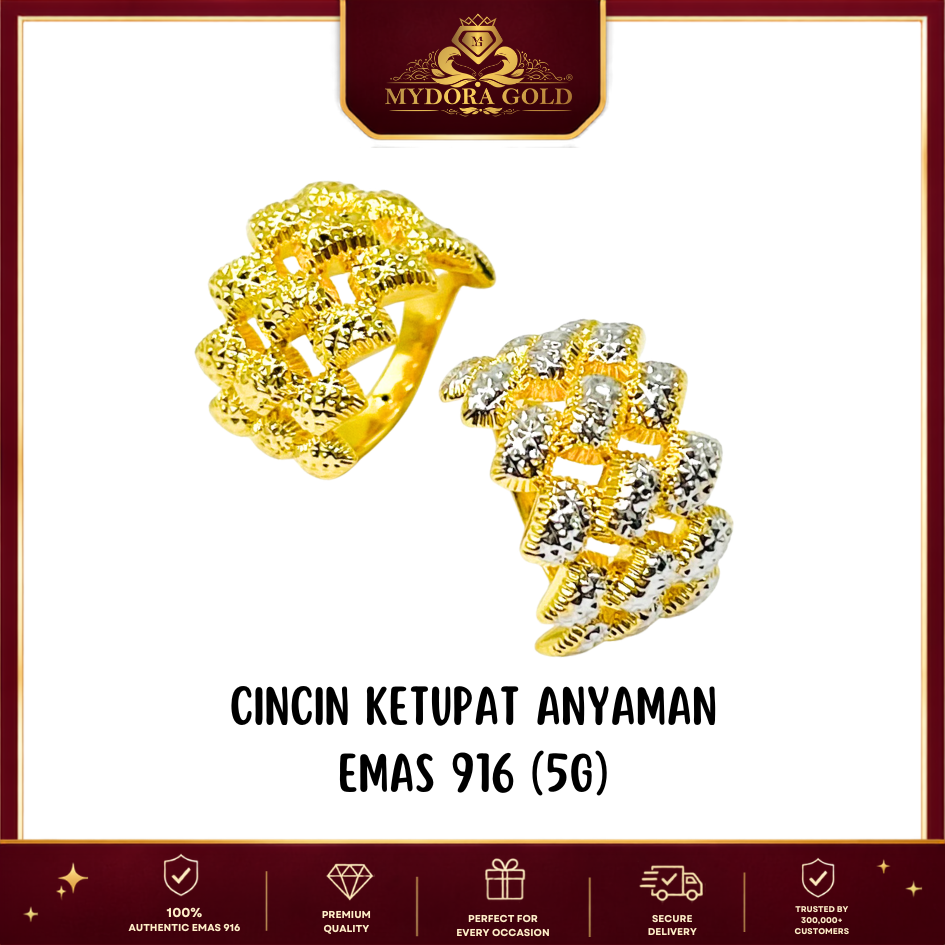 MYDORA Cincin Ketupat Anyaman (5G) l EMAS 916/22K