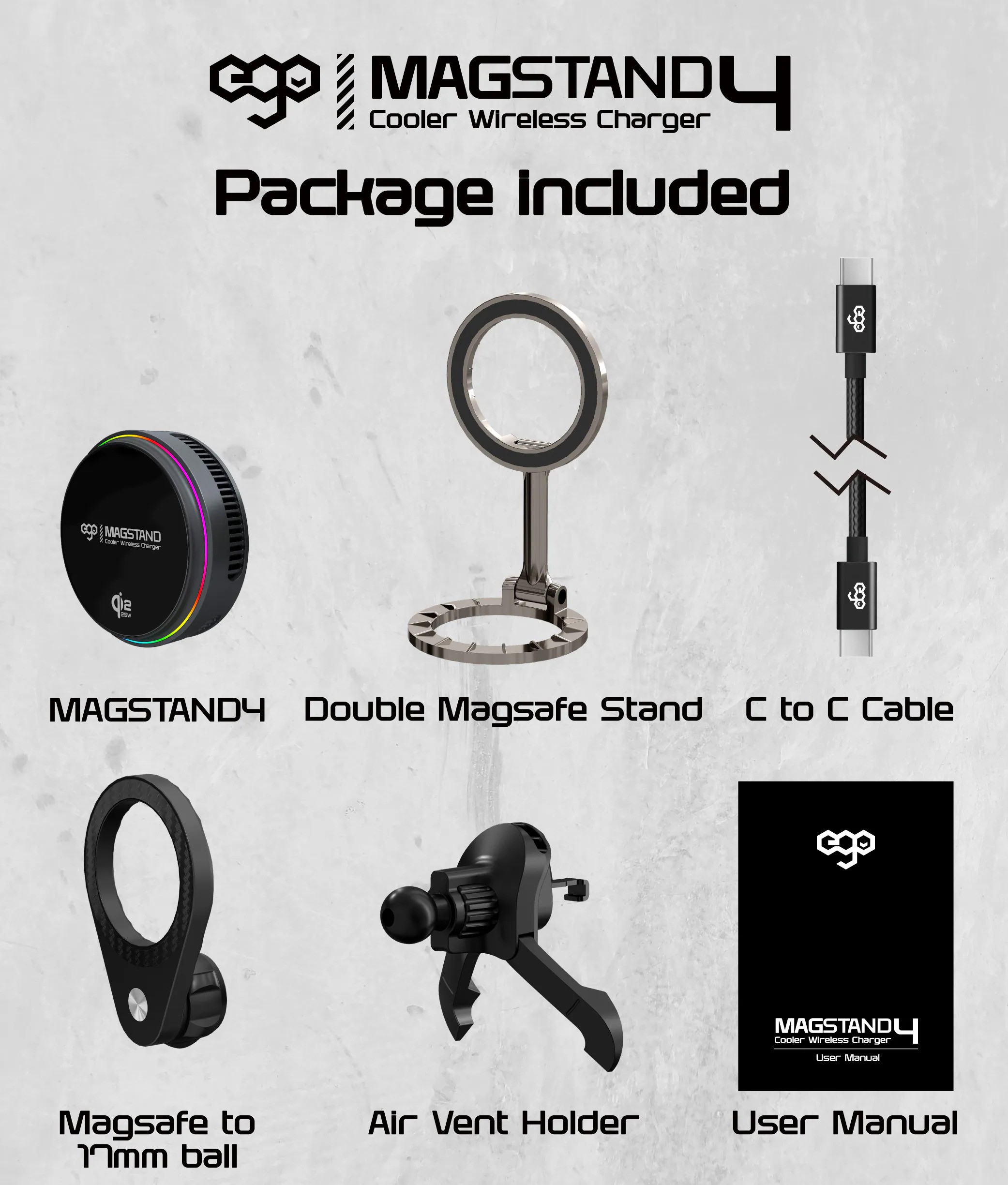 EGO MagStand4 @半導體散熱 雙面磁吸QI2.2充電器