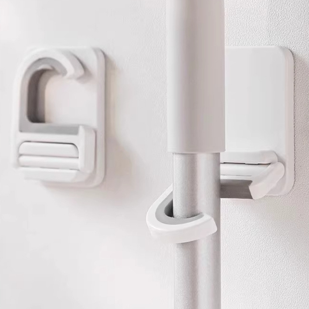 拖把夾 壁掛 免打孔掃把 拖布掛鉤 固定架 卡扣 置物架 收納架 2個裝 [平行進口] HK2737