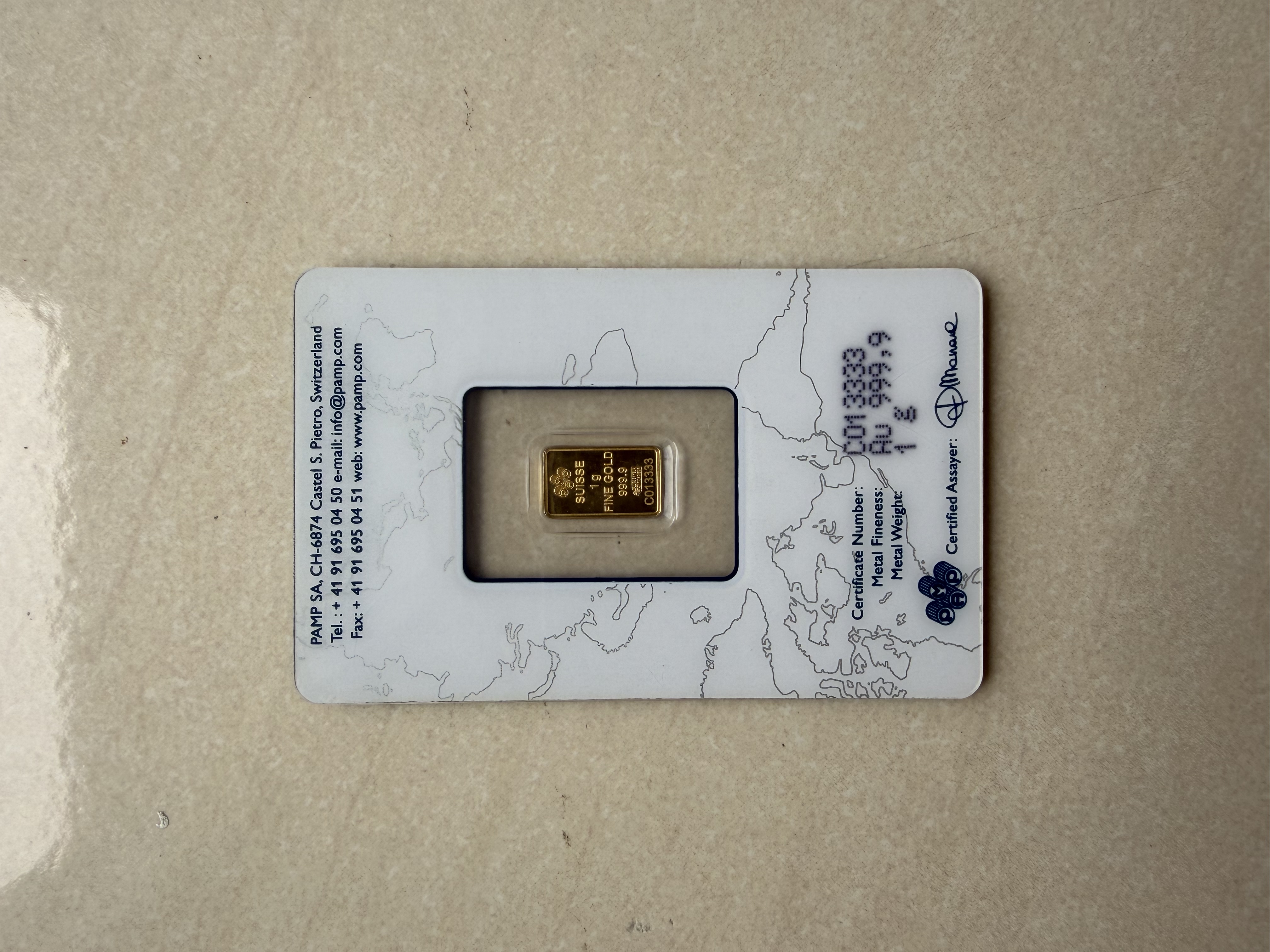 (Nice SN:13333) PAMP Ruler Fortuna 1g 🇨🇭Swiss Fine Gold Bar Emas 999.9