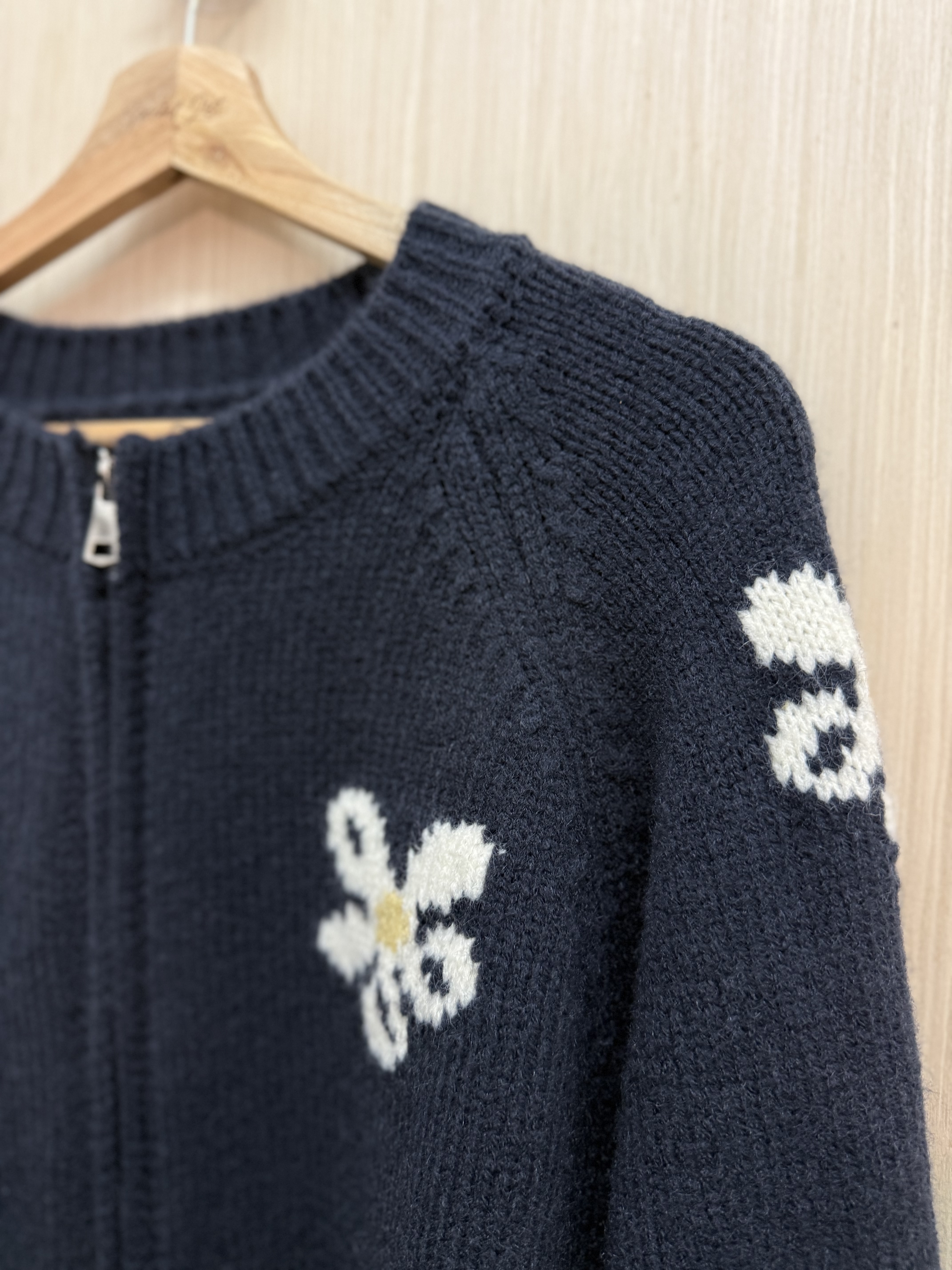 撞色花花雙拉鍊冷外套（寶藍色）