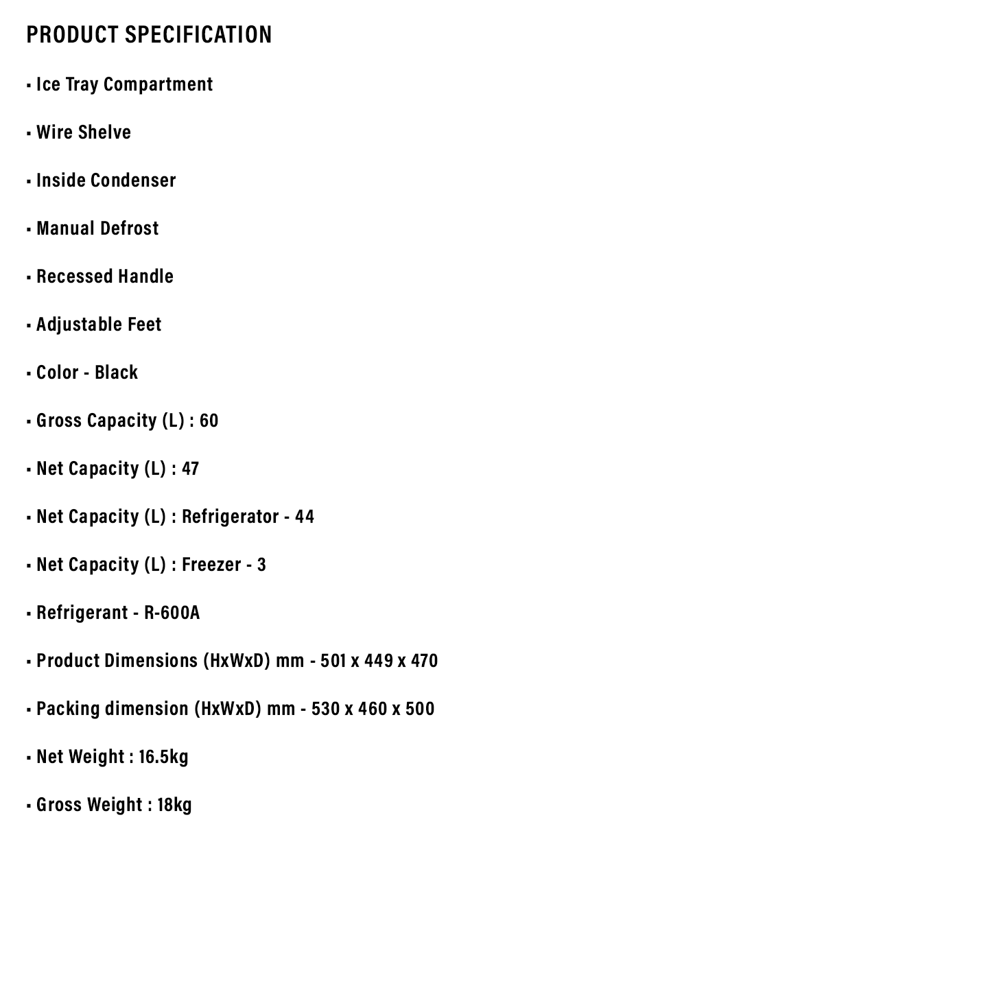 Sharp 60L Minibar Refrigerator (SJM60MK)