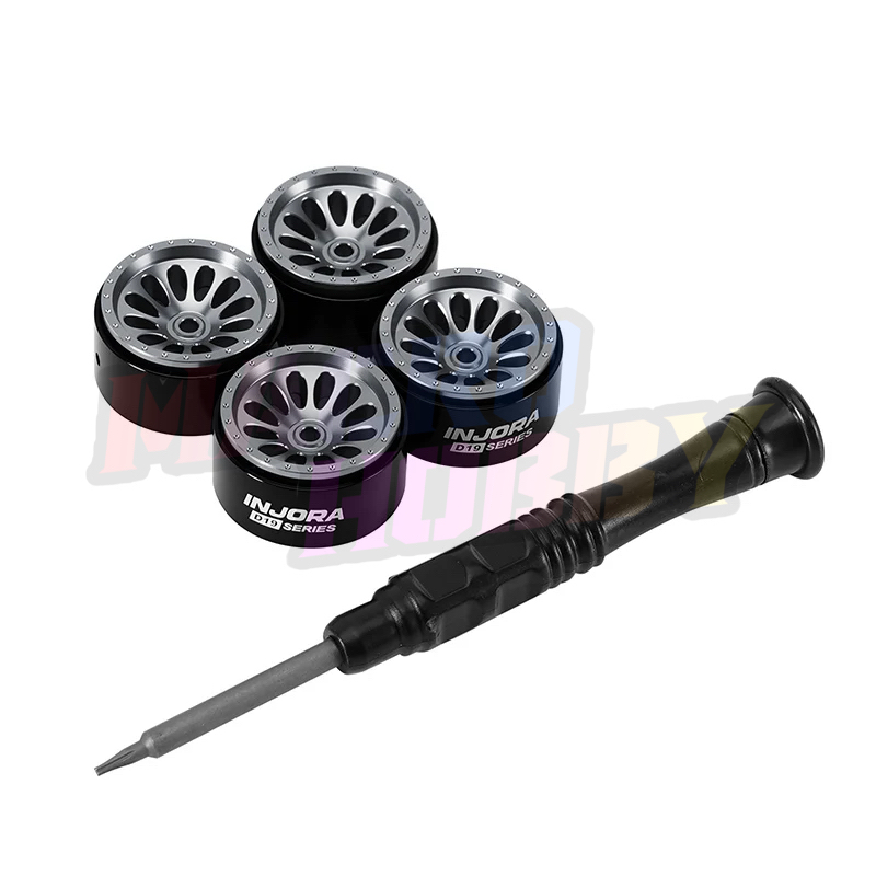 INJORA 0.7" D19 Ripple Aluminum Wheels for 1/30 SCX30 (W7005) Titanium #530392