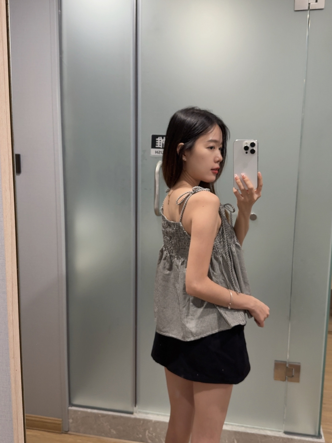 甜美风复古格纹娃娃衫背心上衣R3105