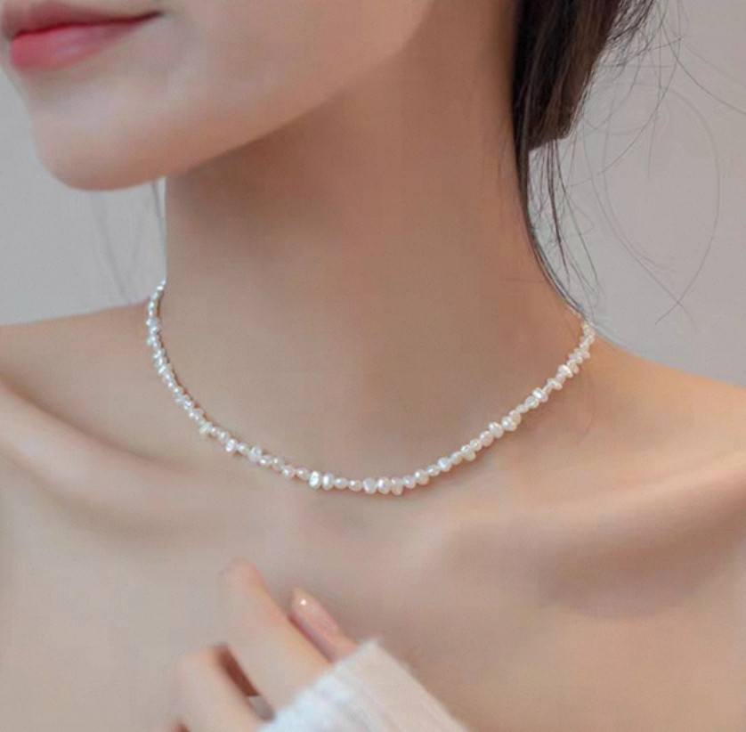 淡水巴洛克珍珠時尚注金尾鍊扣鎖骨項鍊