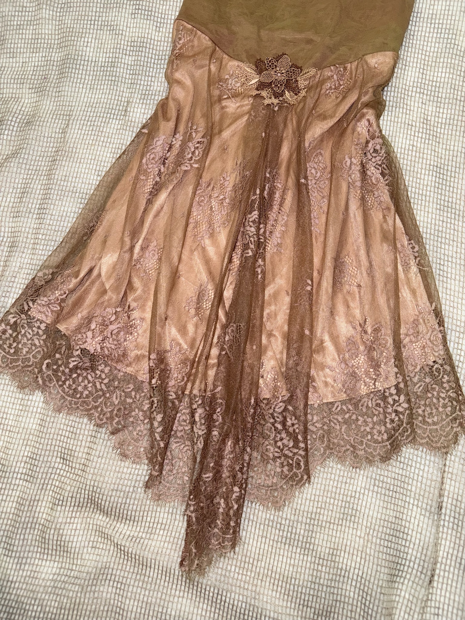 Fairycore Pink Lace Slip Dress with 3D Flower Detail