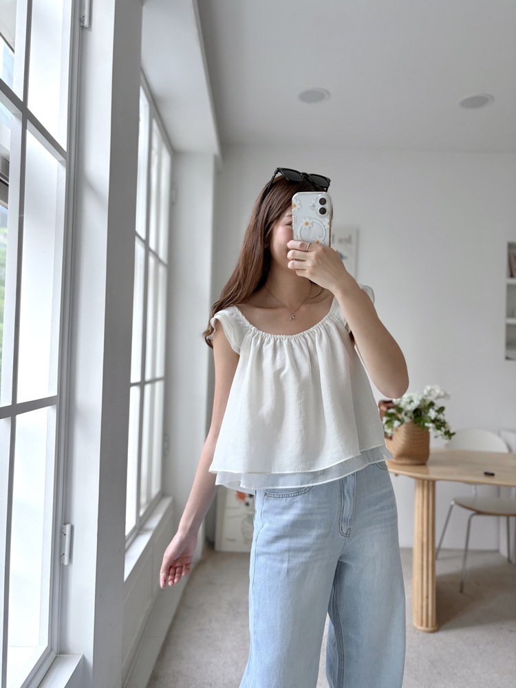 Luna Flutter Top (Ivory)