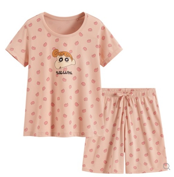 蠟筆小新快乾棉印花家居套裝-女