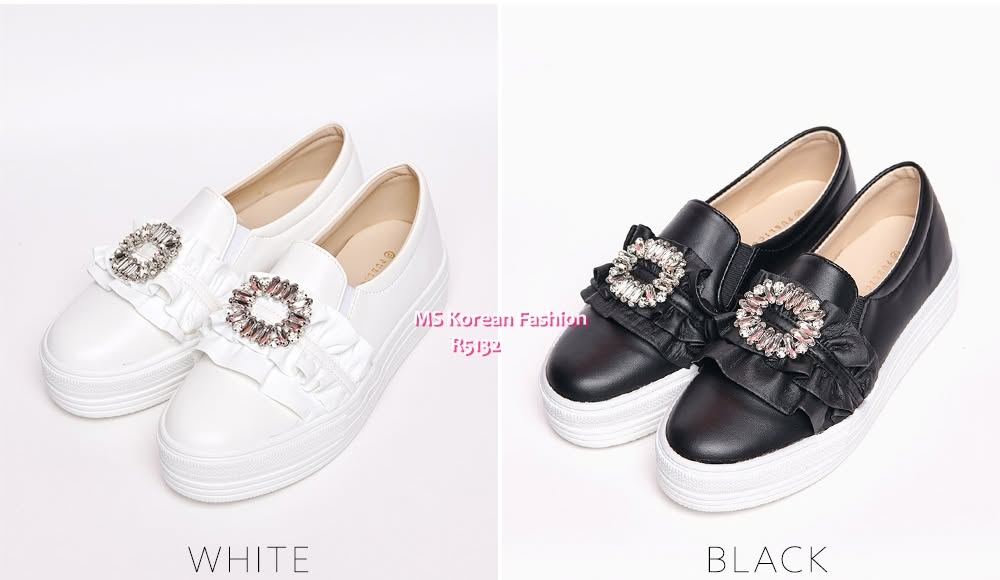 R5132 韓國🇰🇷閃石扣ruffle slipon