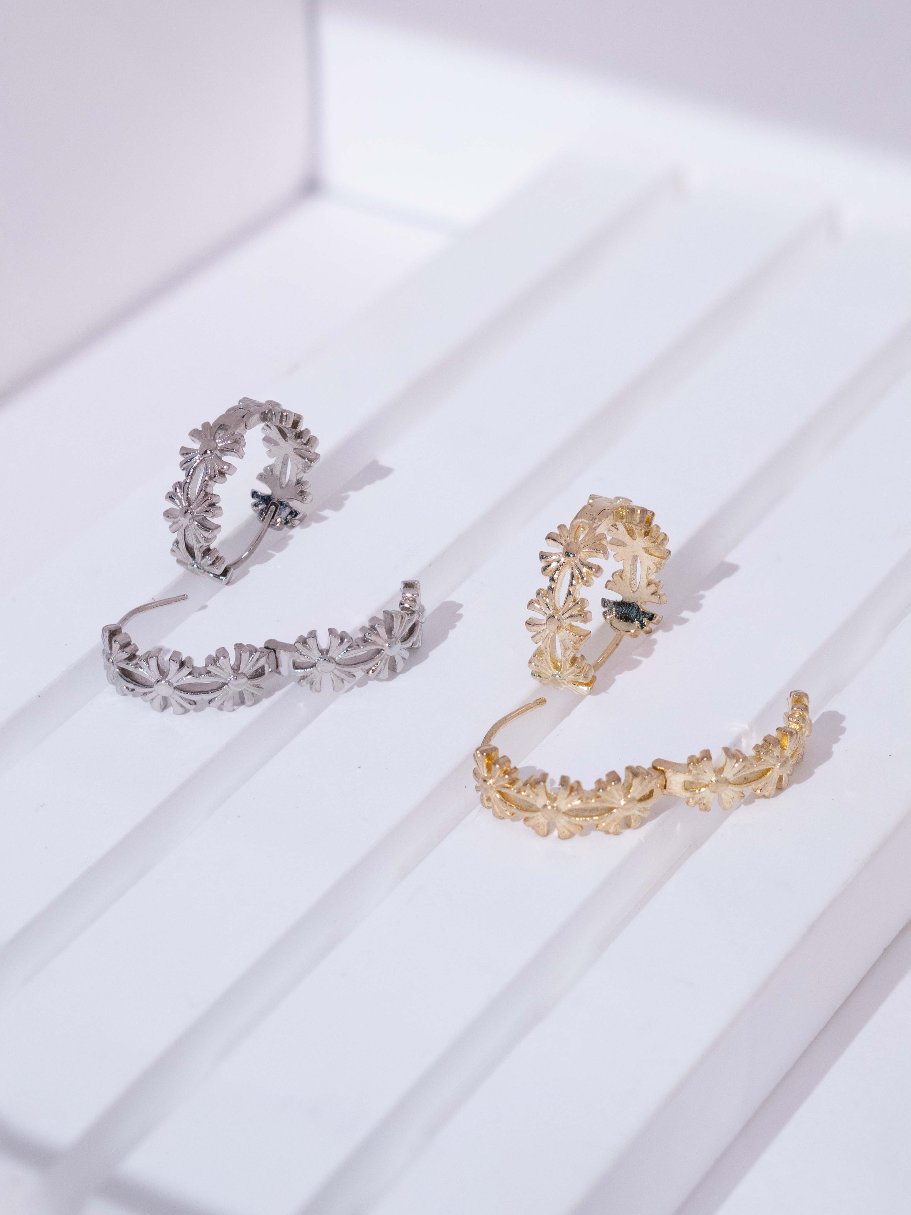 Daisy Huggie Hoop Stud Earrings