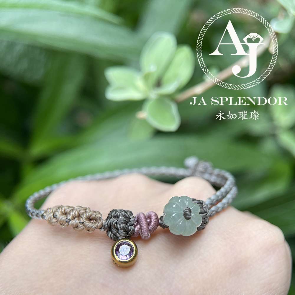 FBG26-H02 天然翡翠A玉 冰種花開手繩（私人訂制）