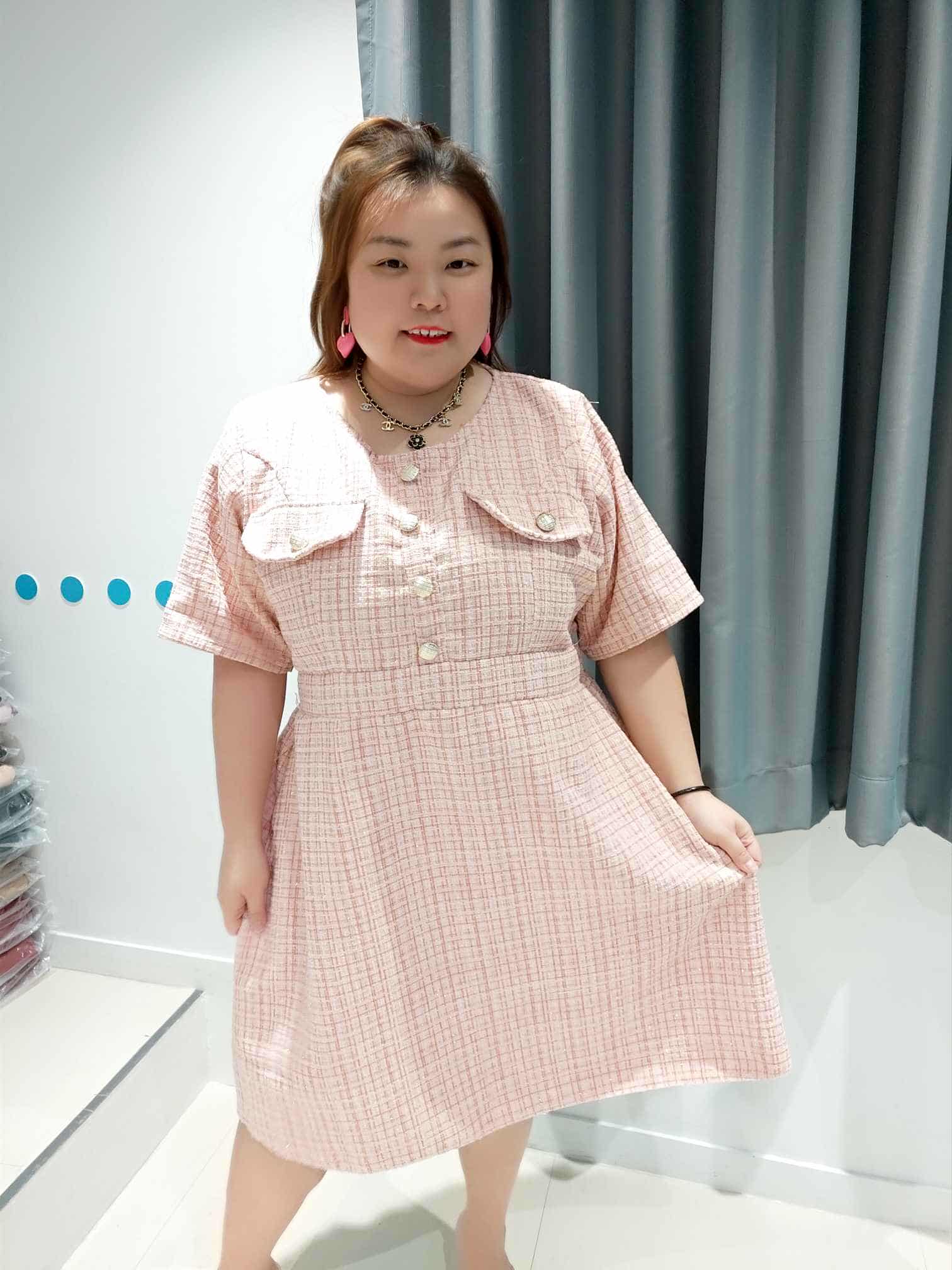 DOD01 假口袋小香风连衣裙