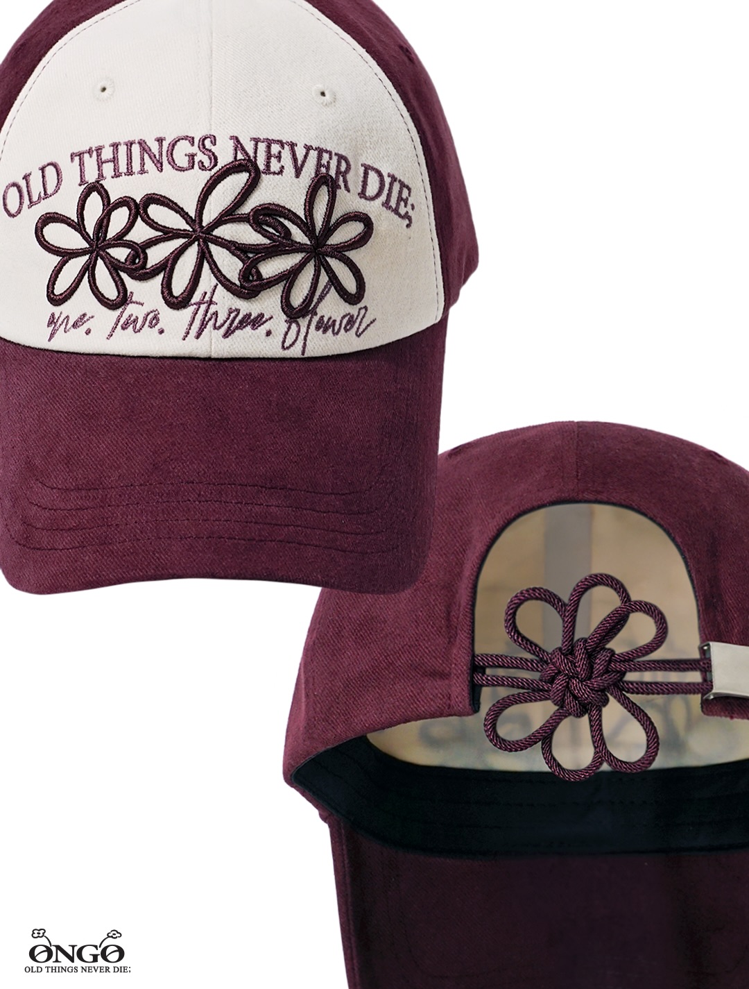 THREE FLOWER TWO-TONE CAP (2026 Ver.)｜온고 ONGO old things never die 【預購】