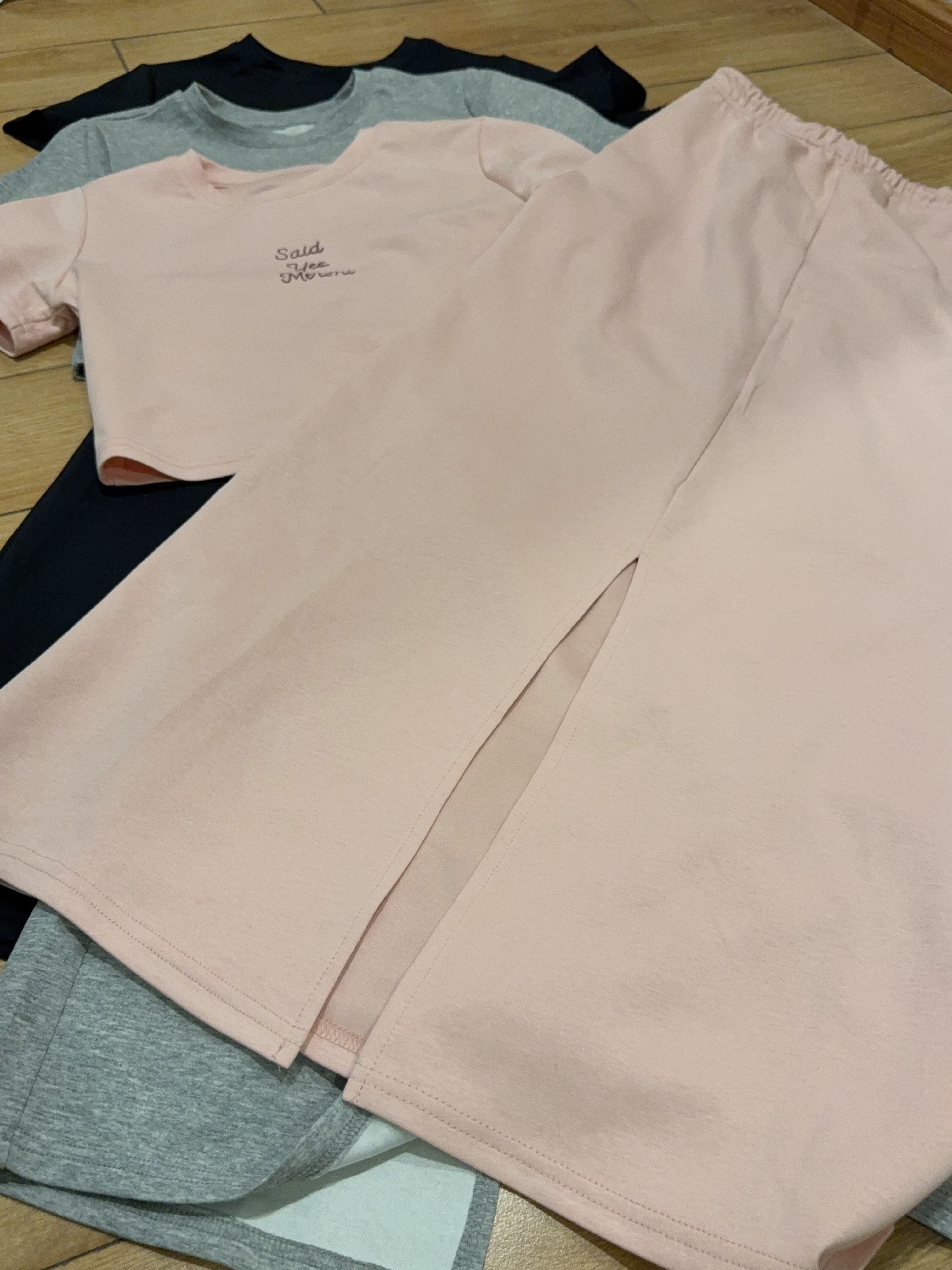 韩版纯棉字母上衣+半身长裙两件套 R3007