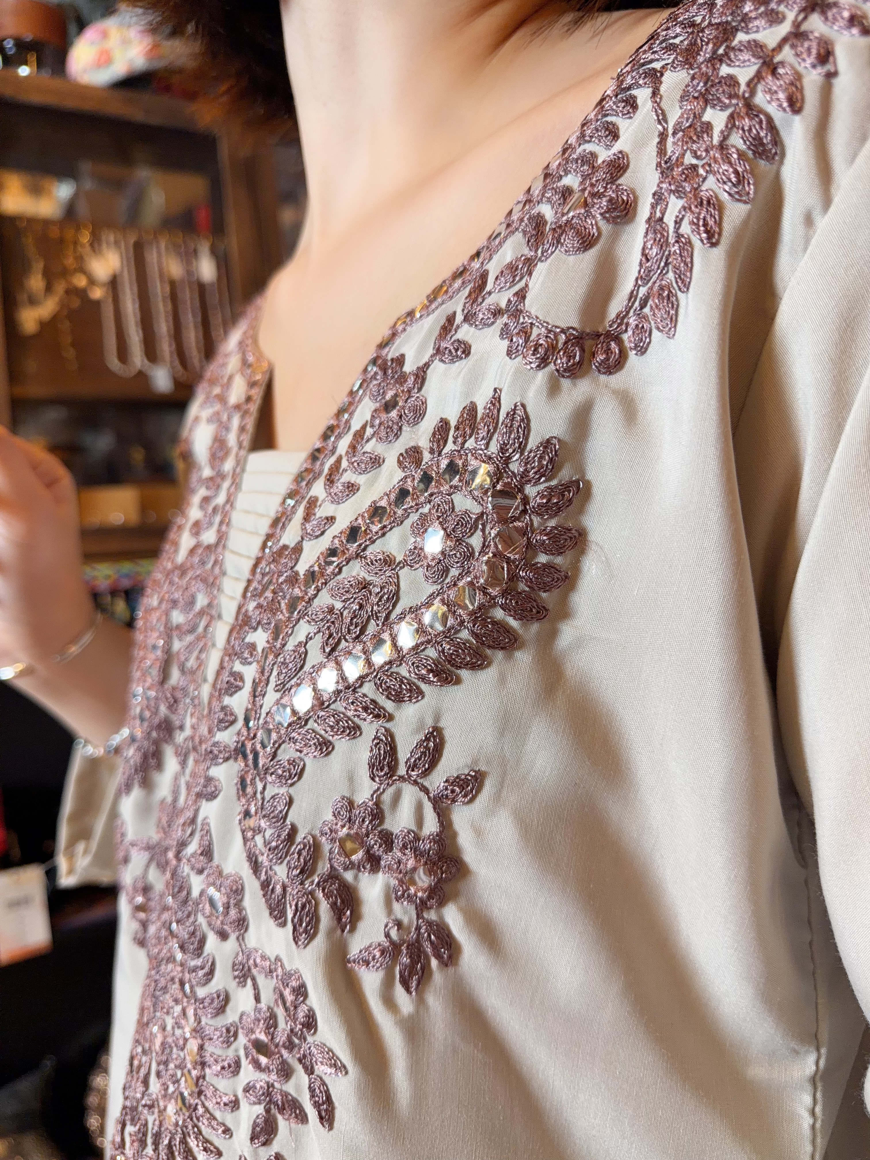 1678 SIlver Purple Heavy Emb. A-Line OP 44"