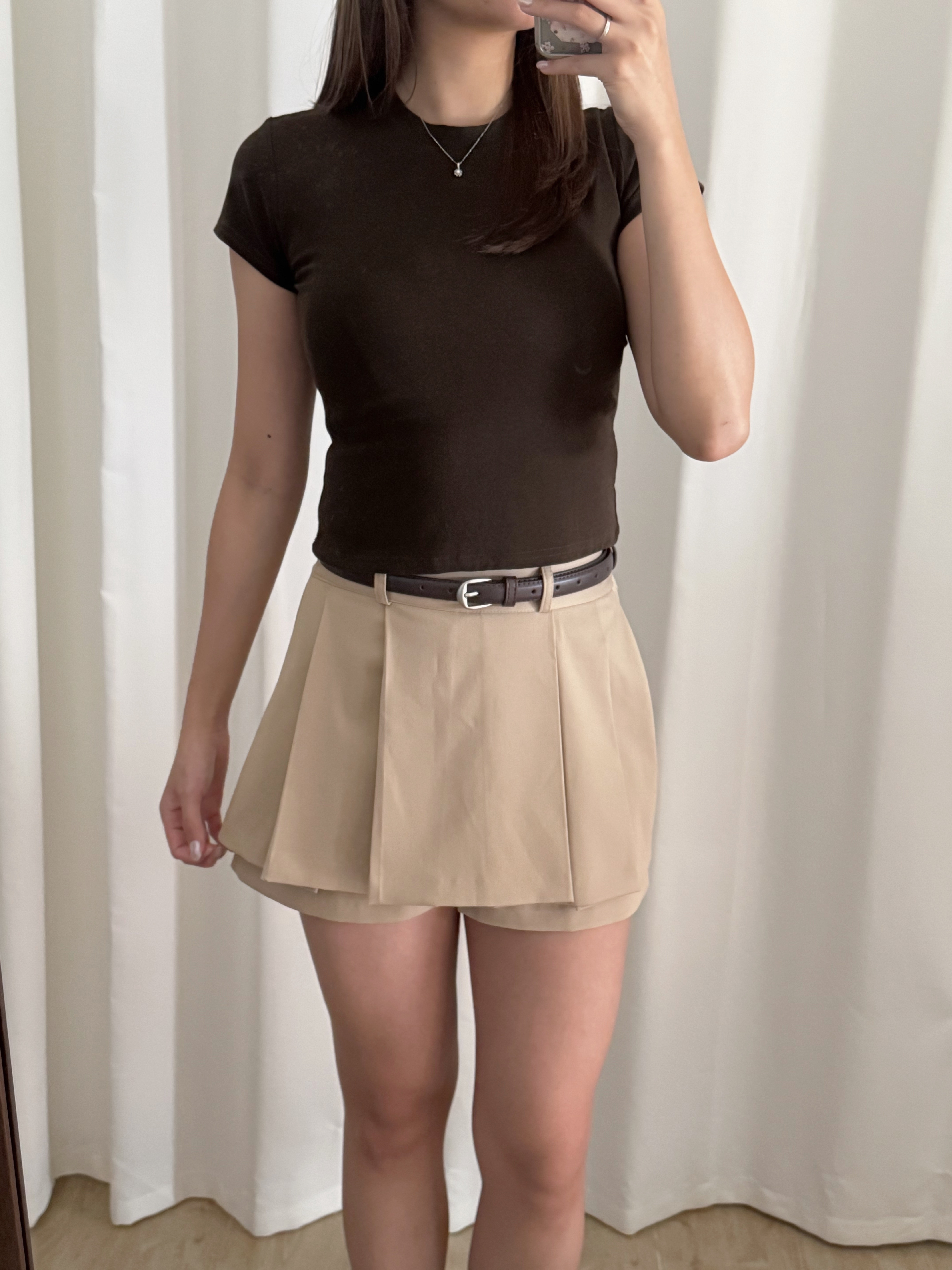 半橡筋百褶短裙褲(四色入)