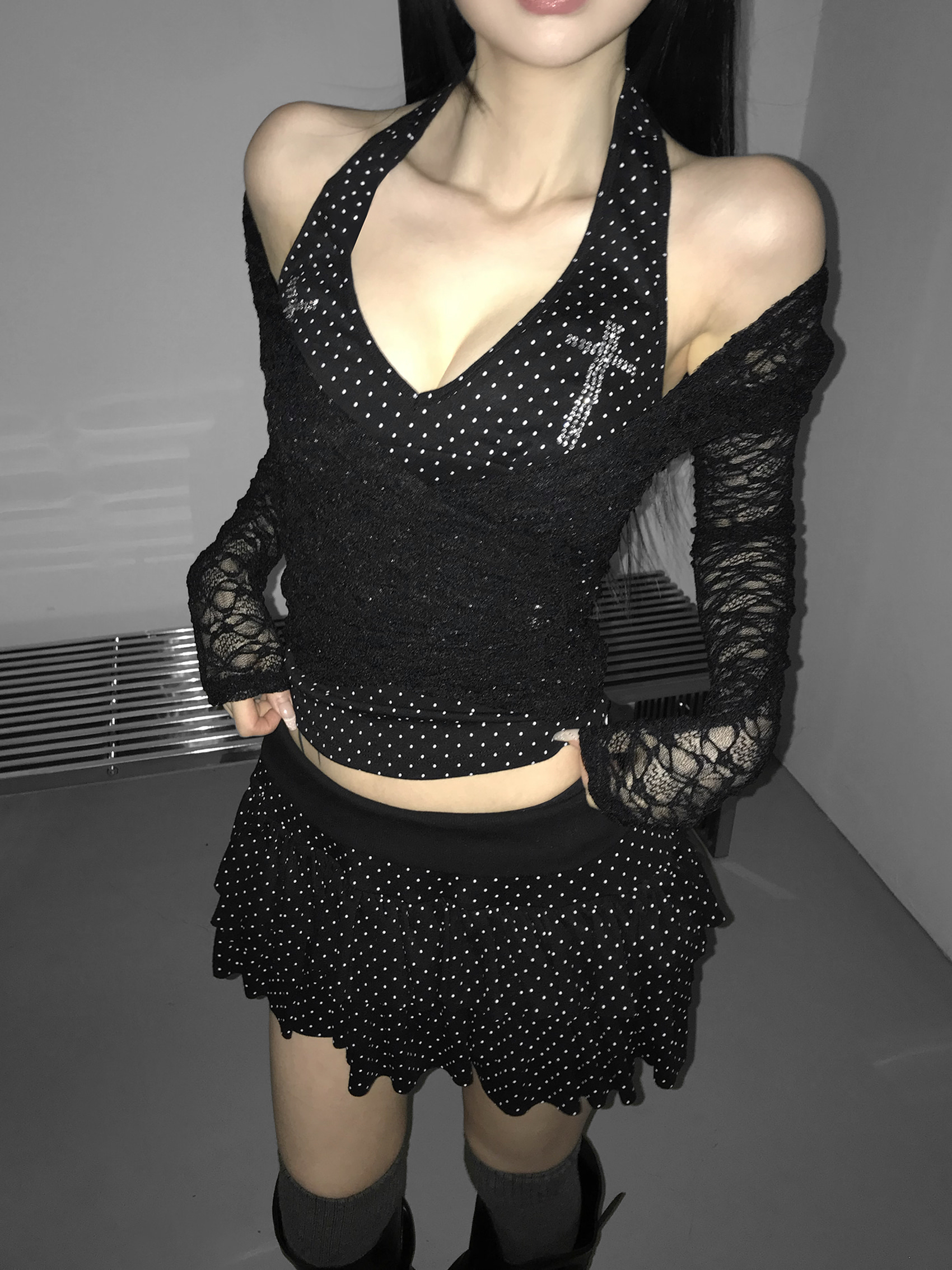 Ruffle Polka Dot Mini Skirt