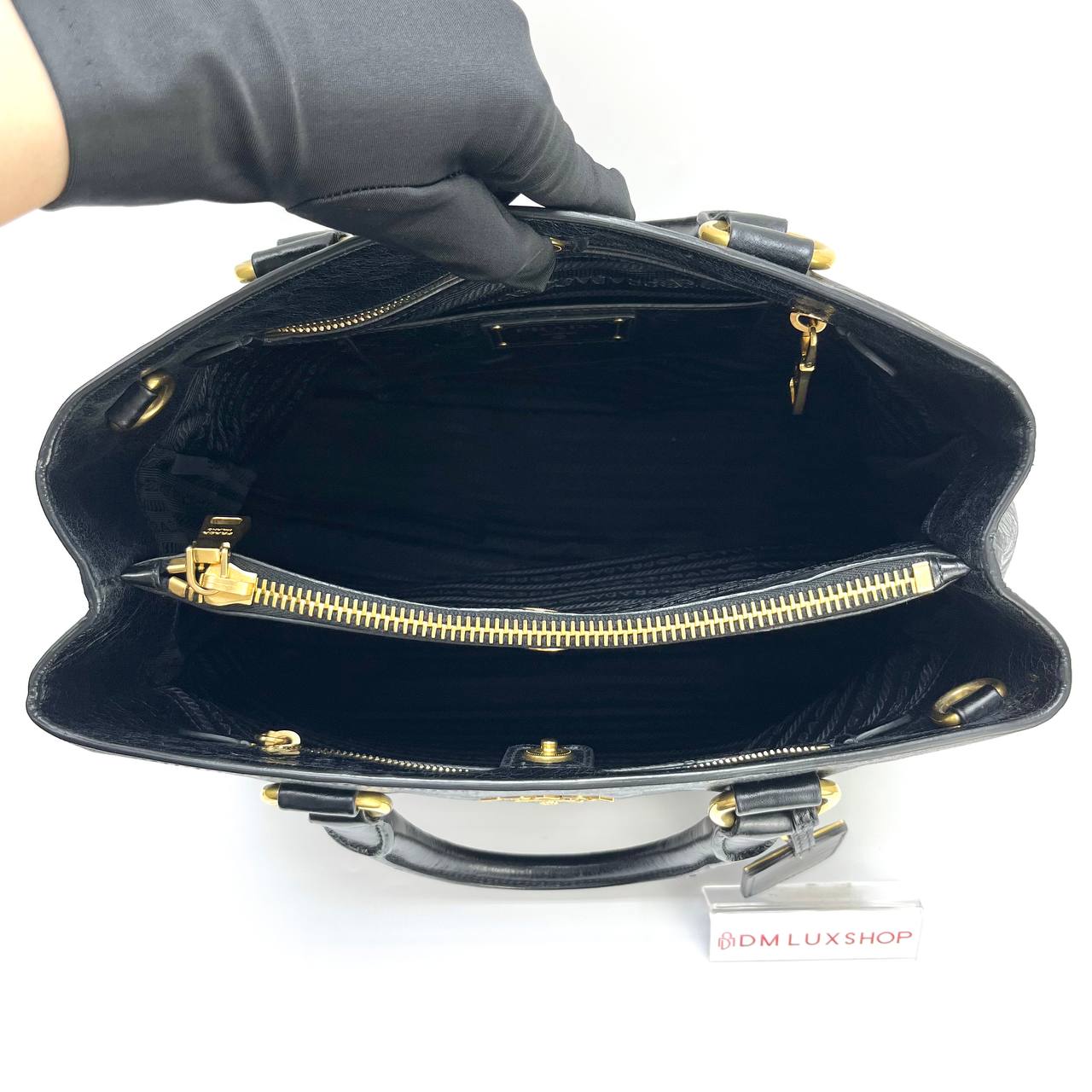 Prada Vitello Shine Leather 2 Ways Satchel Black