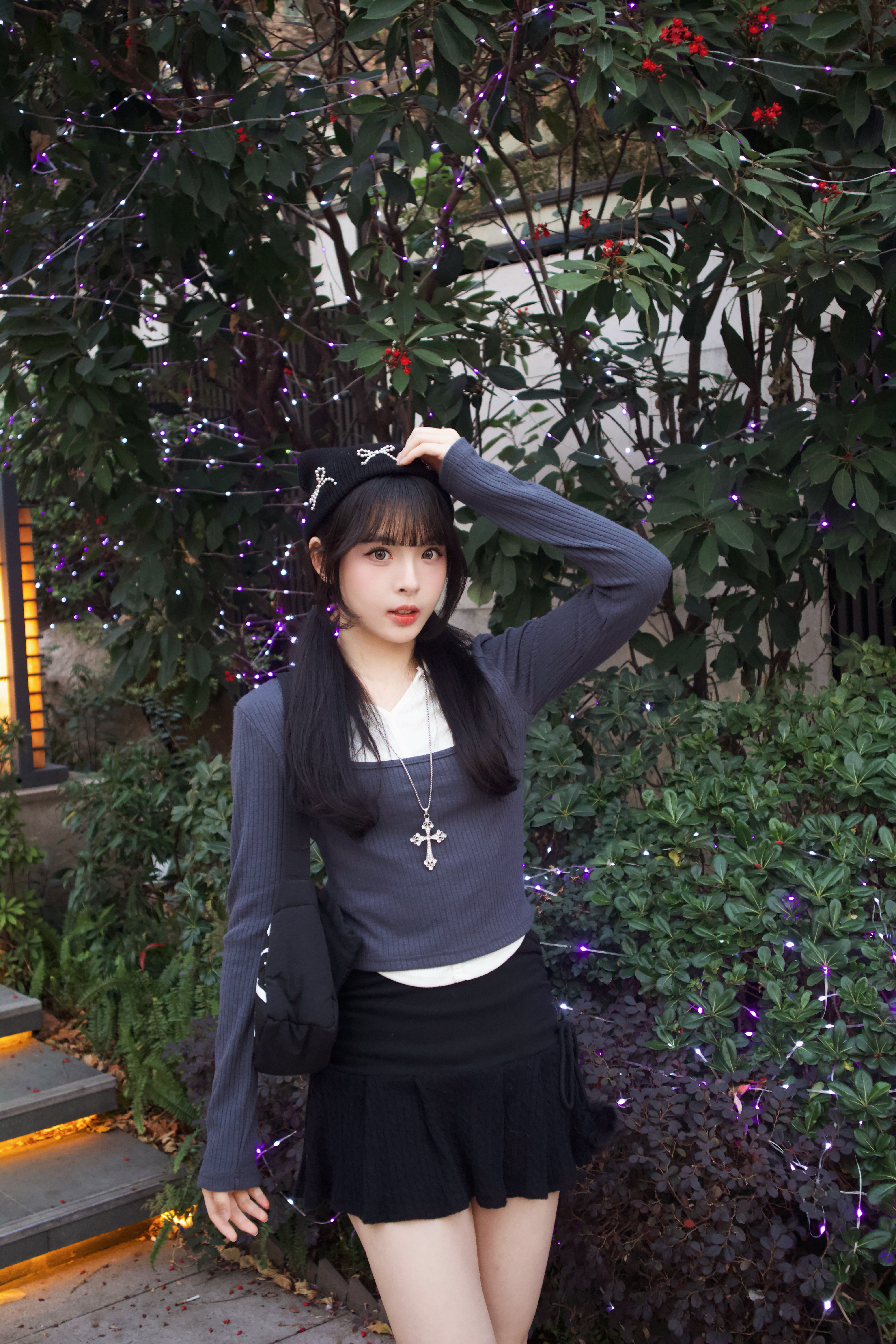 韓國秋冬毛毛球短裙