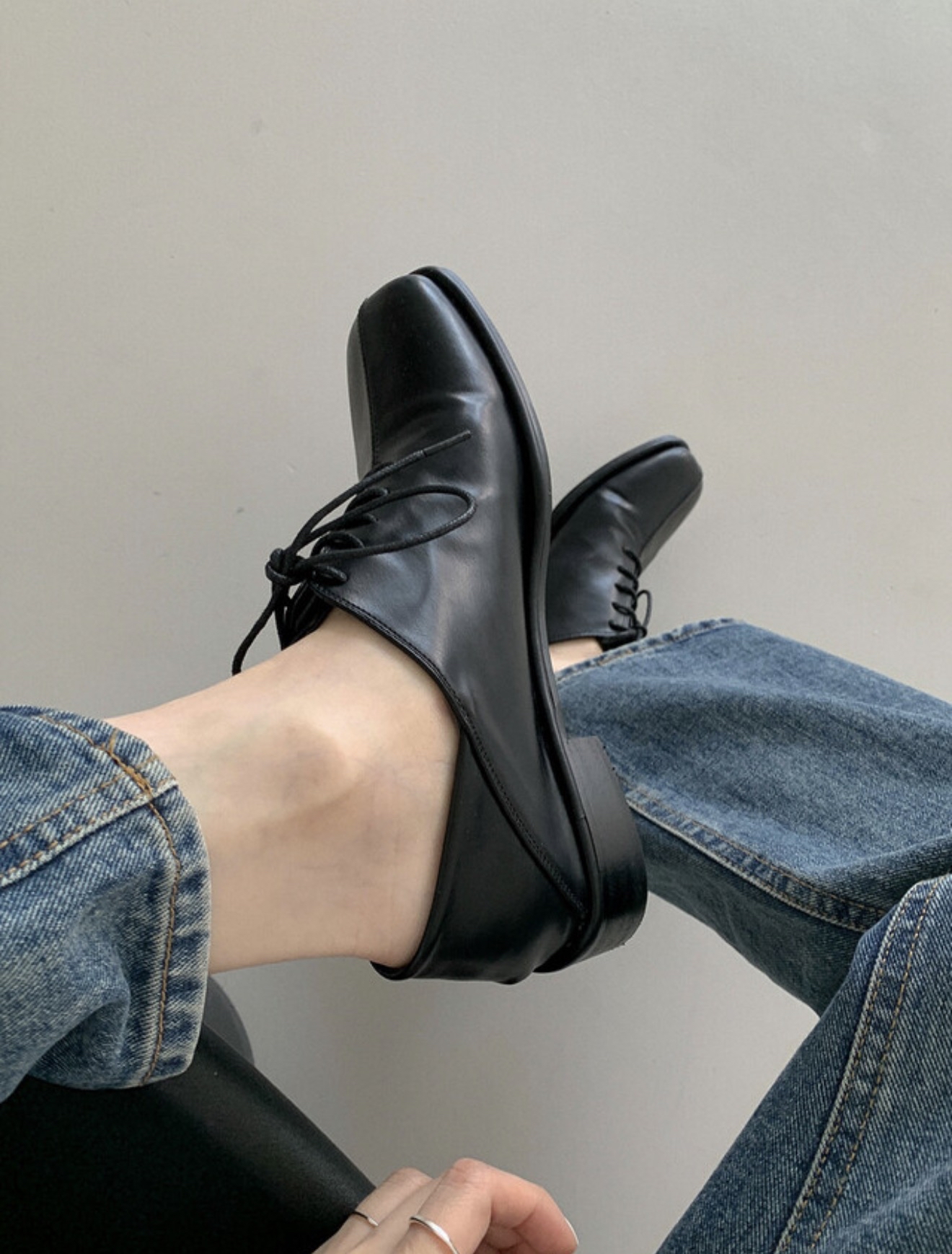 Square Lace-Up Oxfords 