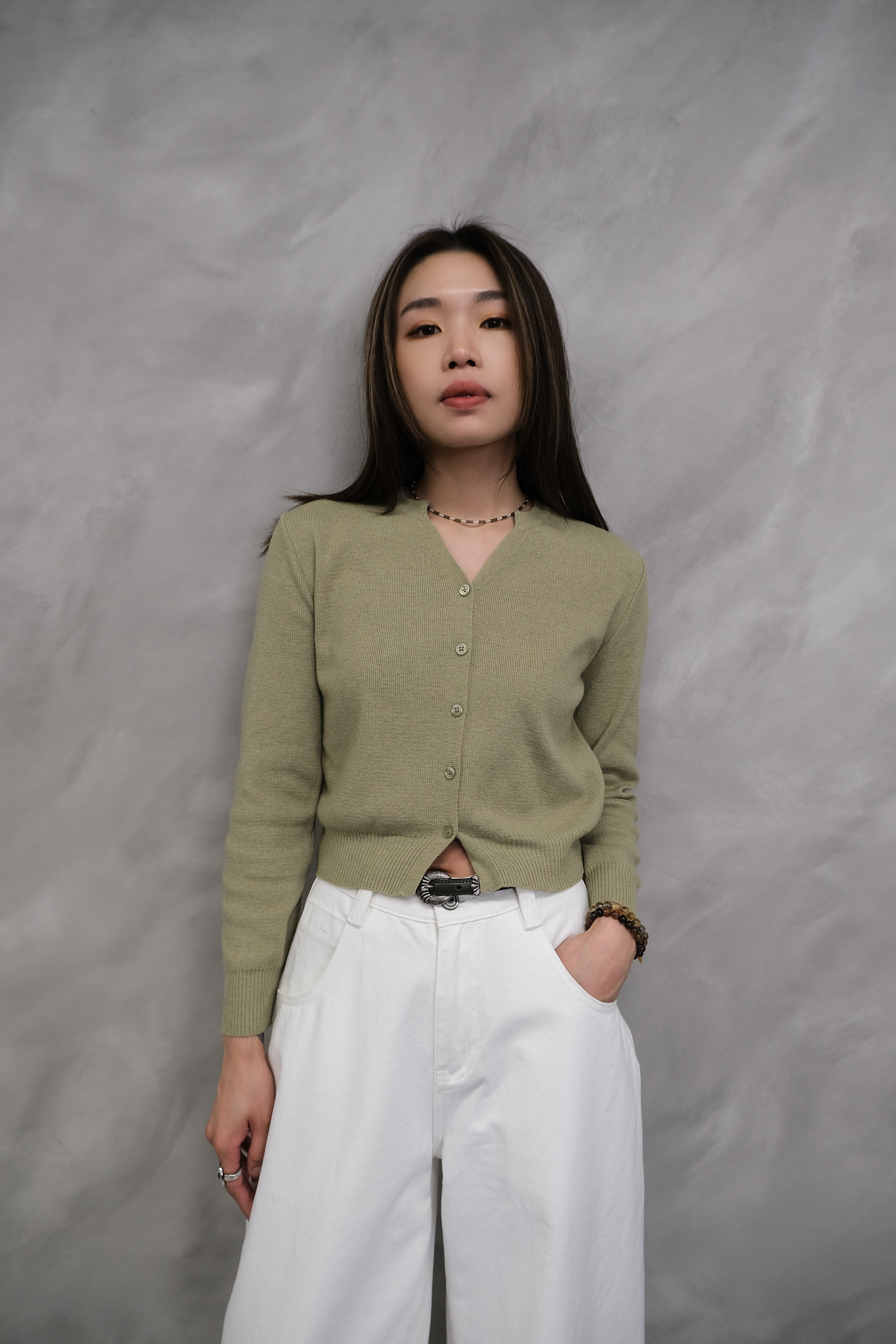 V-neck knit top #top115