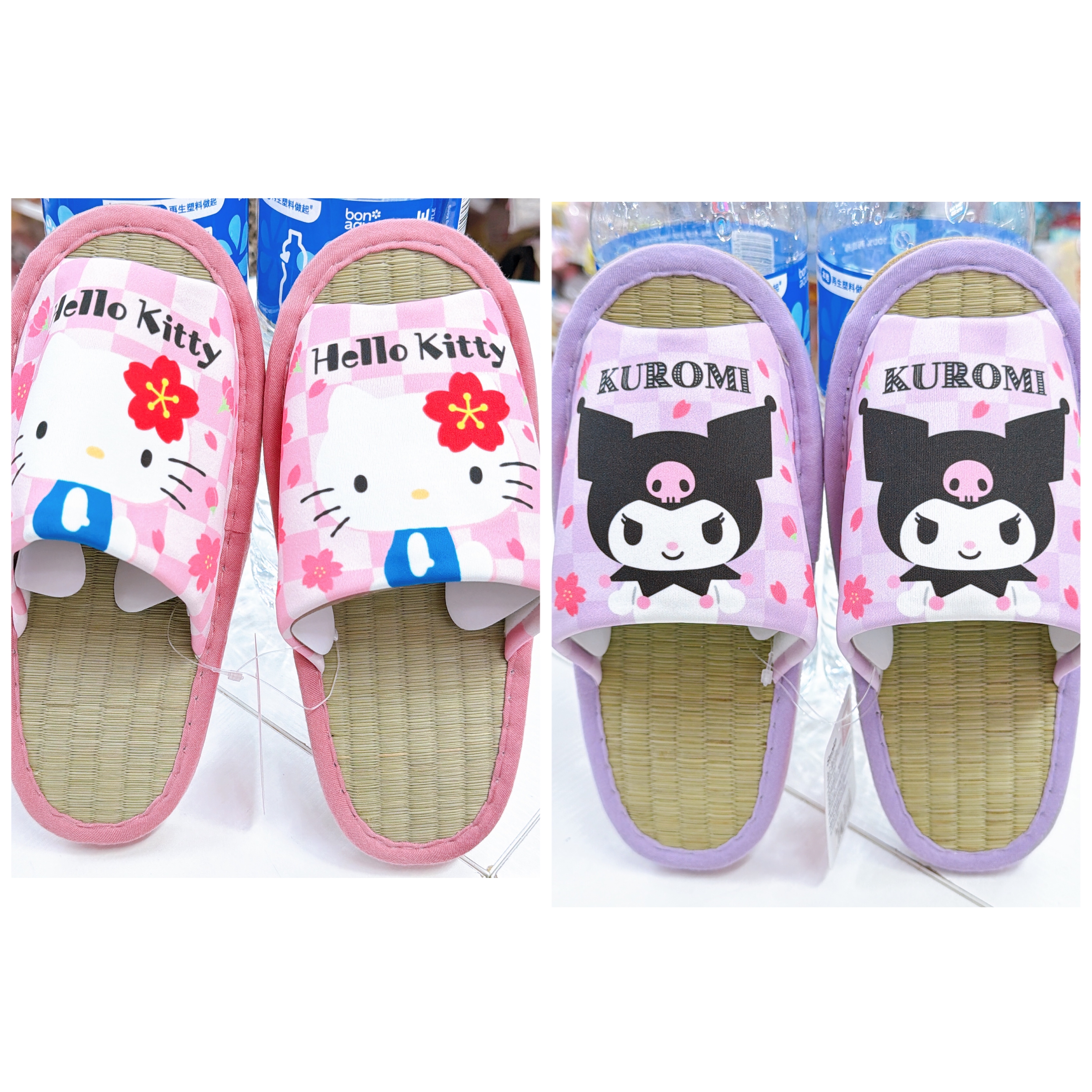 日本直送 sanrio Kitty Kuromi竹蓆拖鞋 22至24 cm