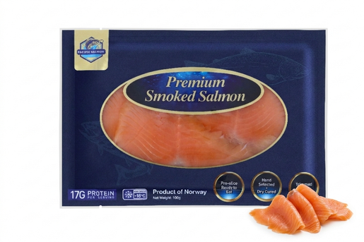 現貨下個星期出貨  PACIFIC SALMON挪威煙三文魚切片(100g) (急凍-18°C) 100克 