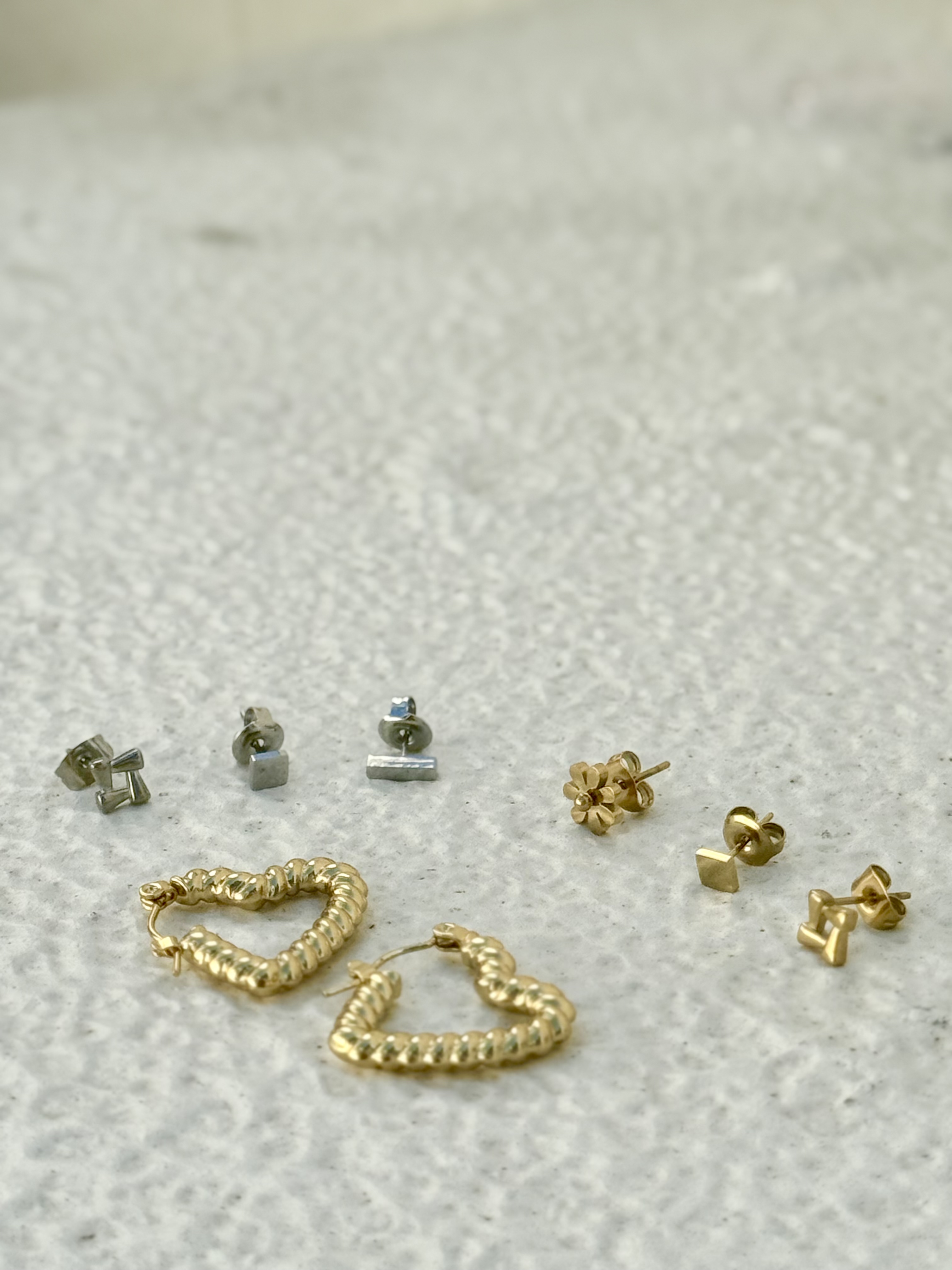 Gold heart stainless earring