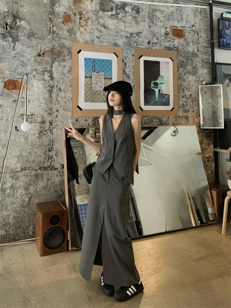 ST202复古风马甲套装