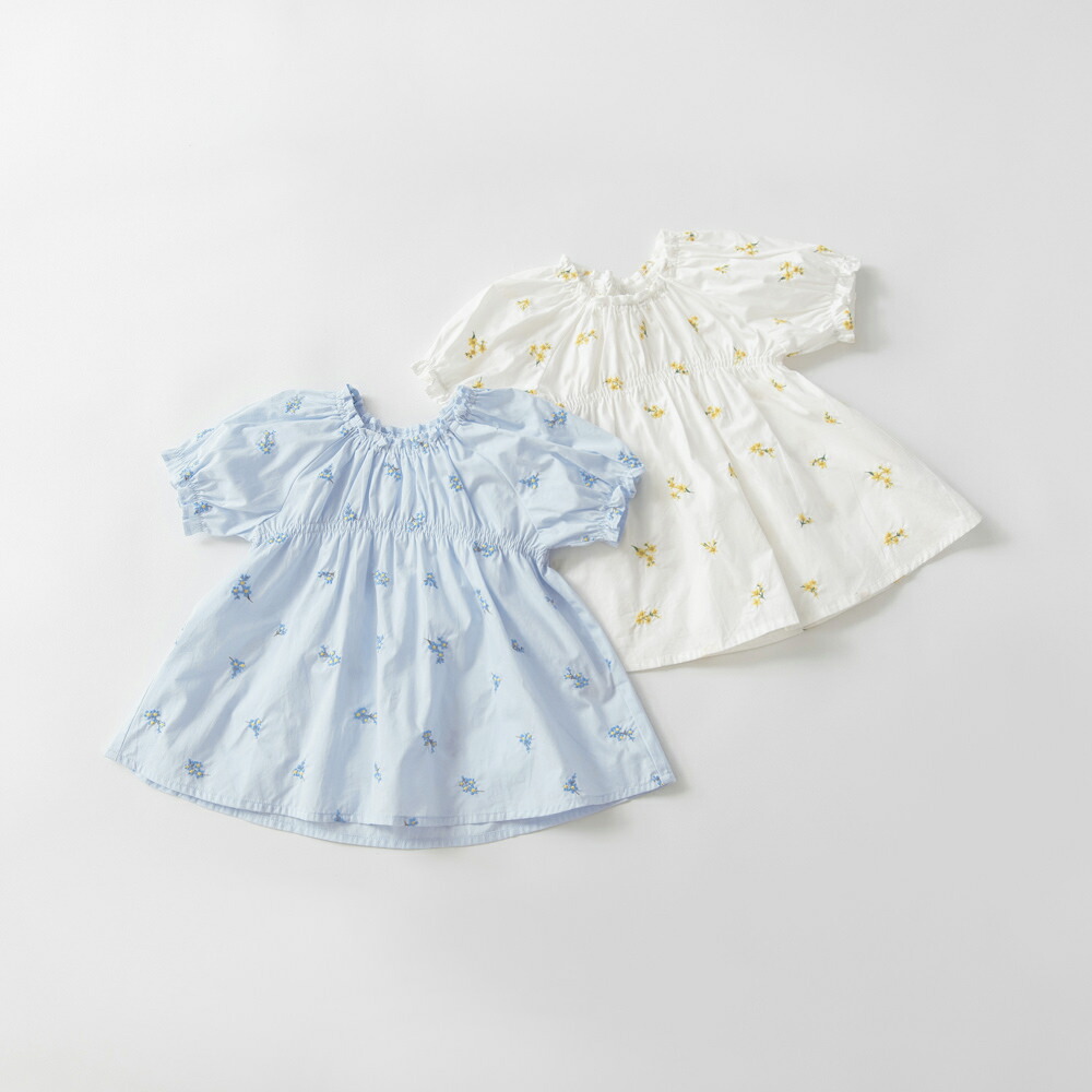 🆕【⭐訂購⭐】🇯🇵日本直送🌀花卉刺繡 泡泡袖 襯衫上衣［2款選］🌀[ELBA-0154]