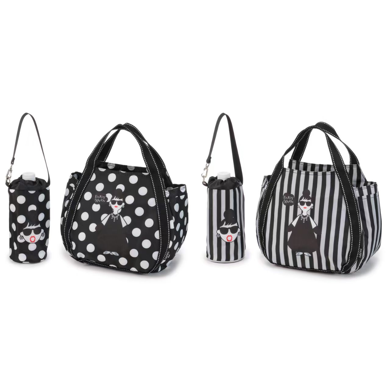 日本 HAPPY FACE Lady Emma 保溫保冷袋 + 水壺袋套裝｜午餐袋・購物袋