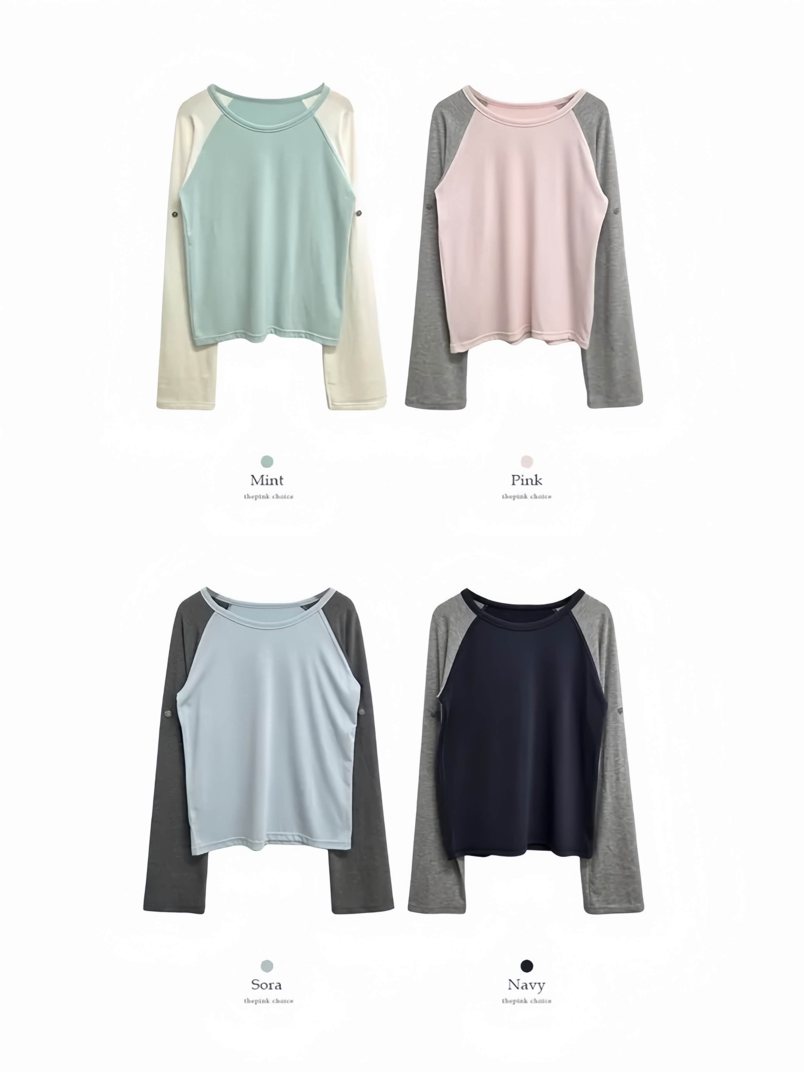 Roll-up Raglan Contrast Top