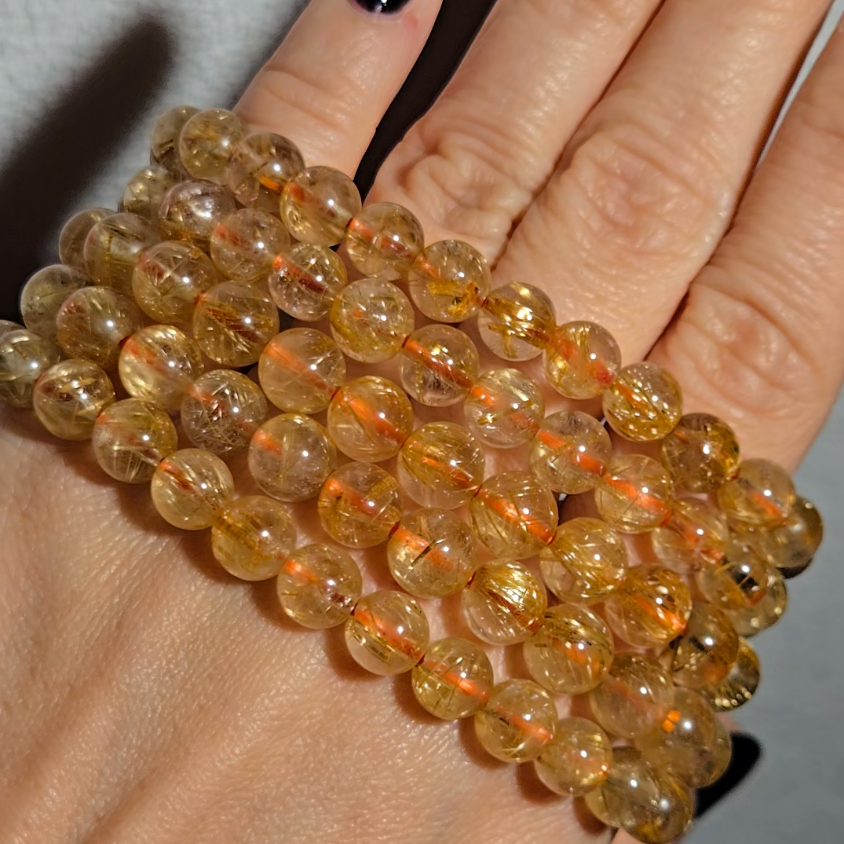 Golden rutilated quartz bead bracelets - JW107