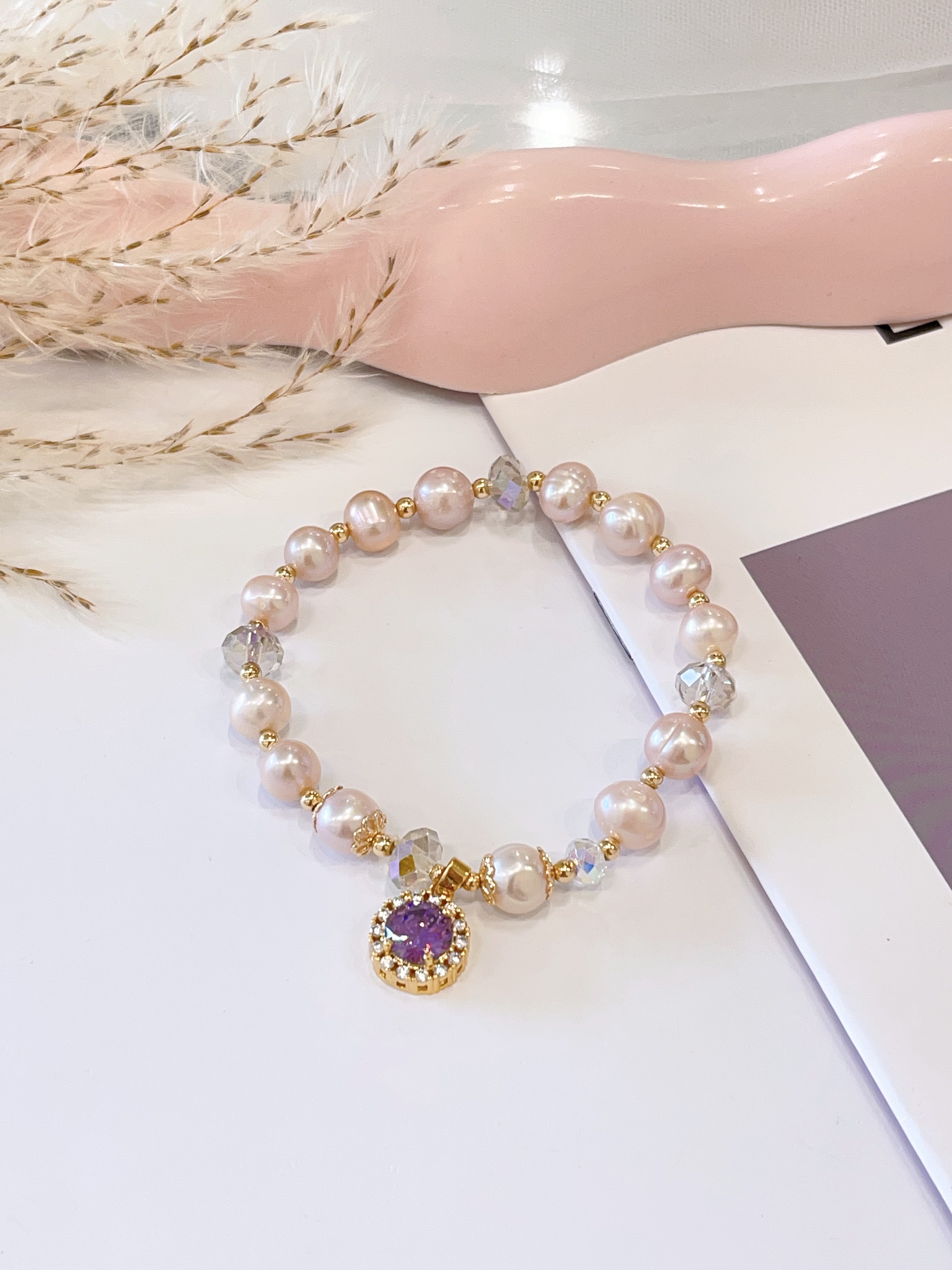 🤍✨ 珍珠 × 切割白水晶手串 Freshwater Pearl & Faceted Clear Quartz | 8mm