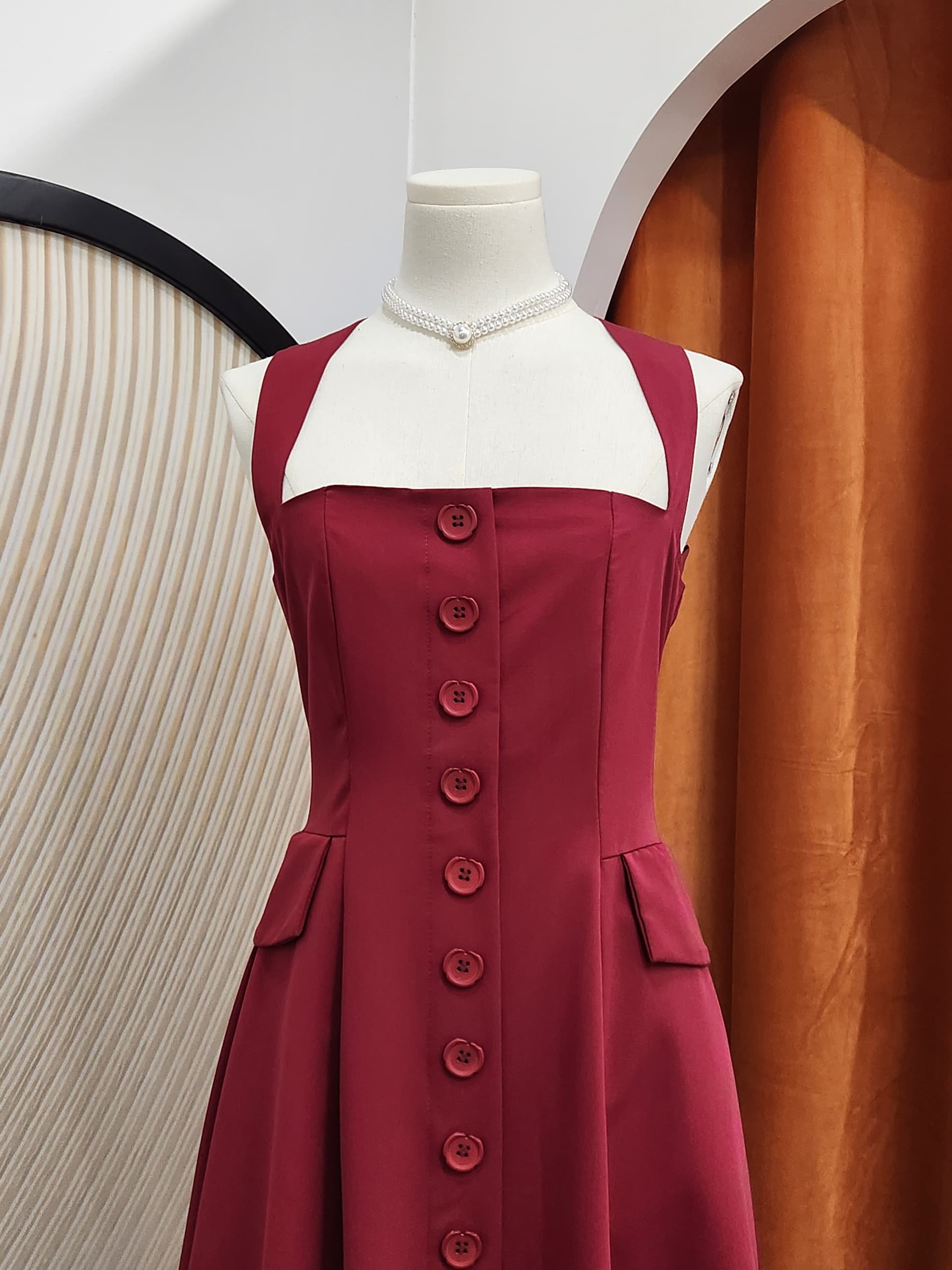 Halter Neck Button Dress 排扣挂脖连衣裙