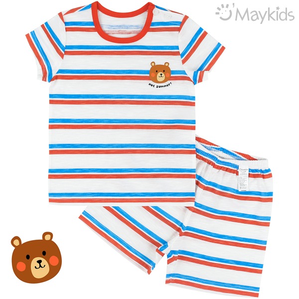 Maykids 5分袖家居服 (橫間熊)