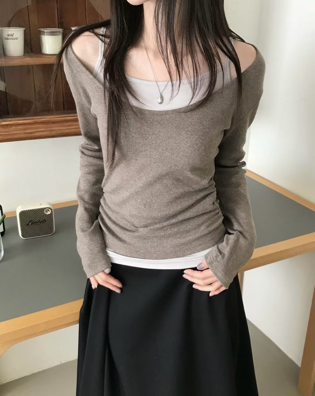 韓國顯瘦兩件外撘假背心