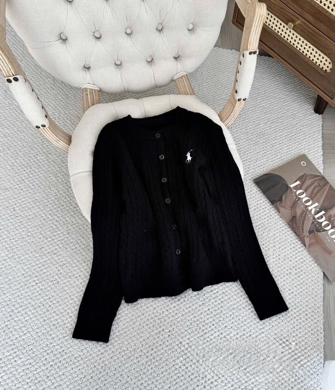 复古麻花針織開襟衫