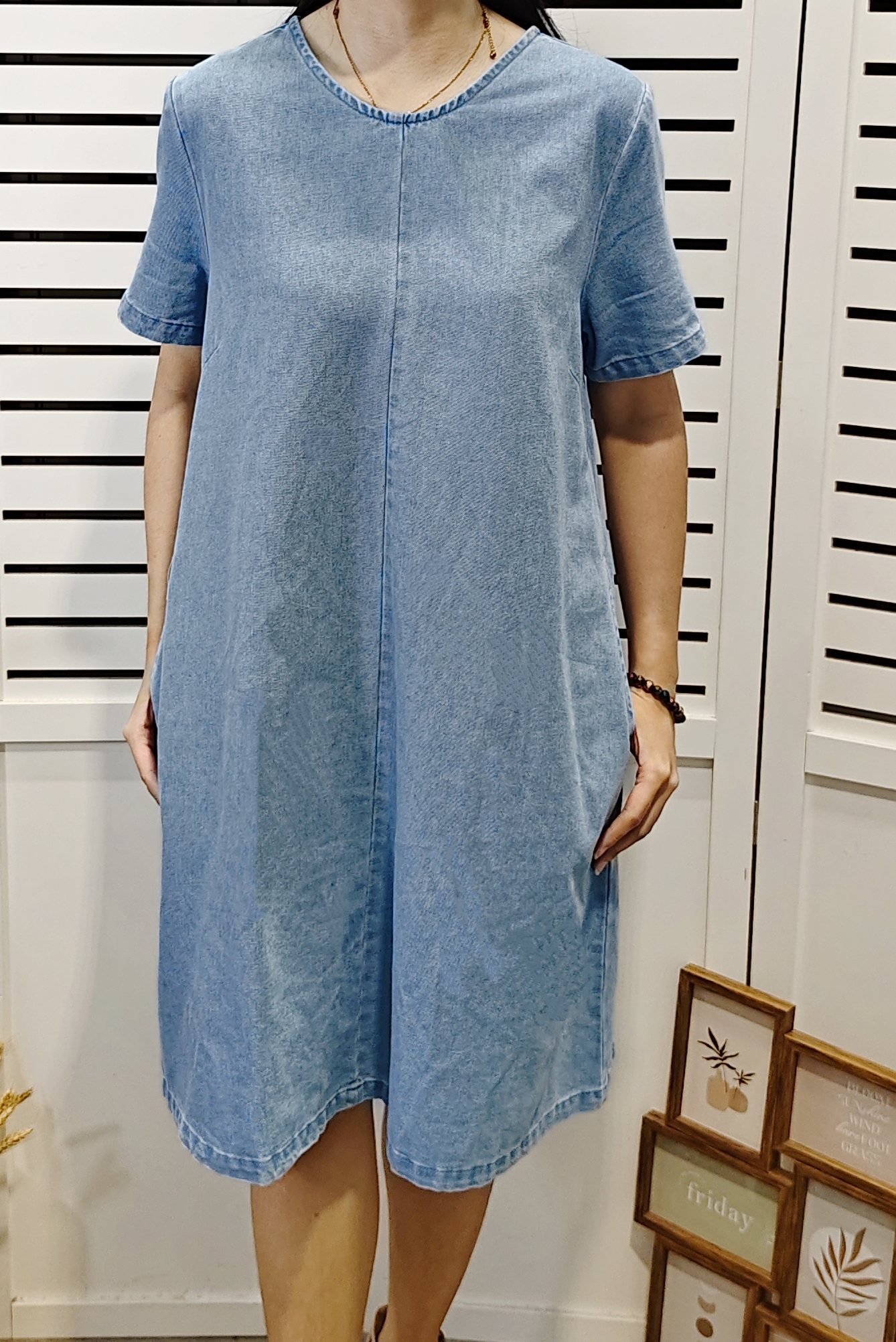 Z01378 Denim Short Sleeve Dress