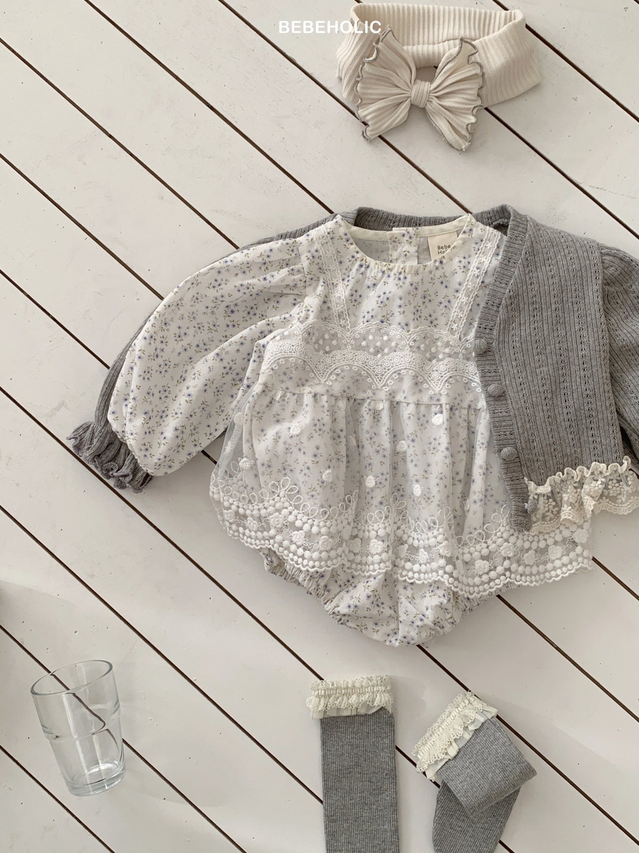 🌸預訂 韓國直送🌸🇰🇷BEBEHOLIC兩色碎花蕾薄紗長袖包屁裙