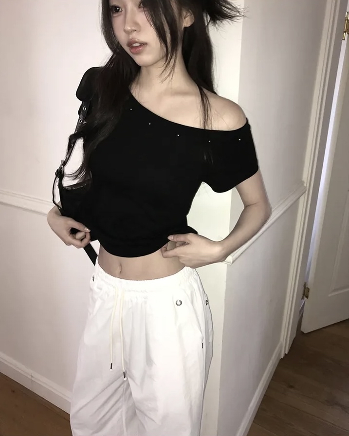 Asymmetric Studded Crop Top