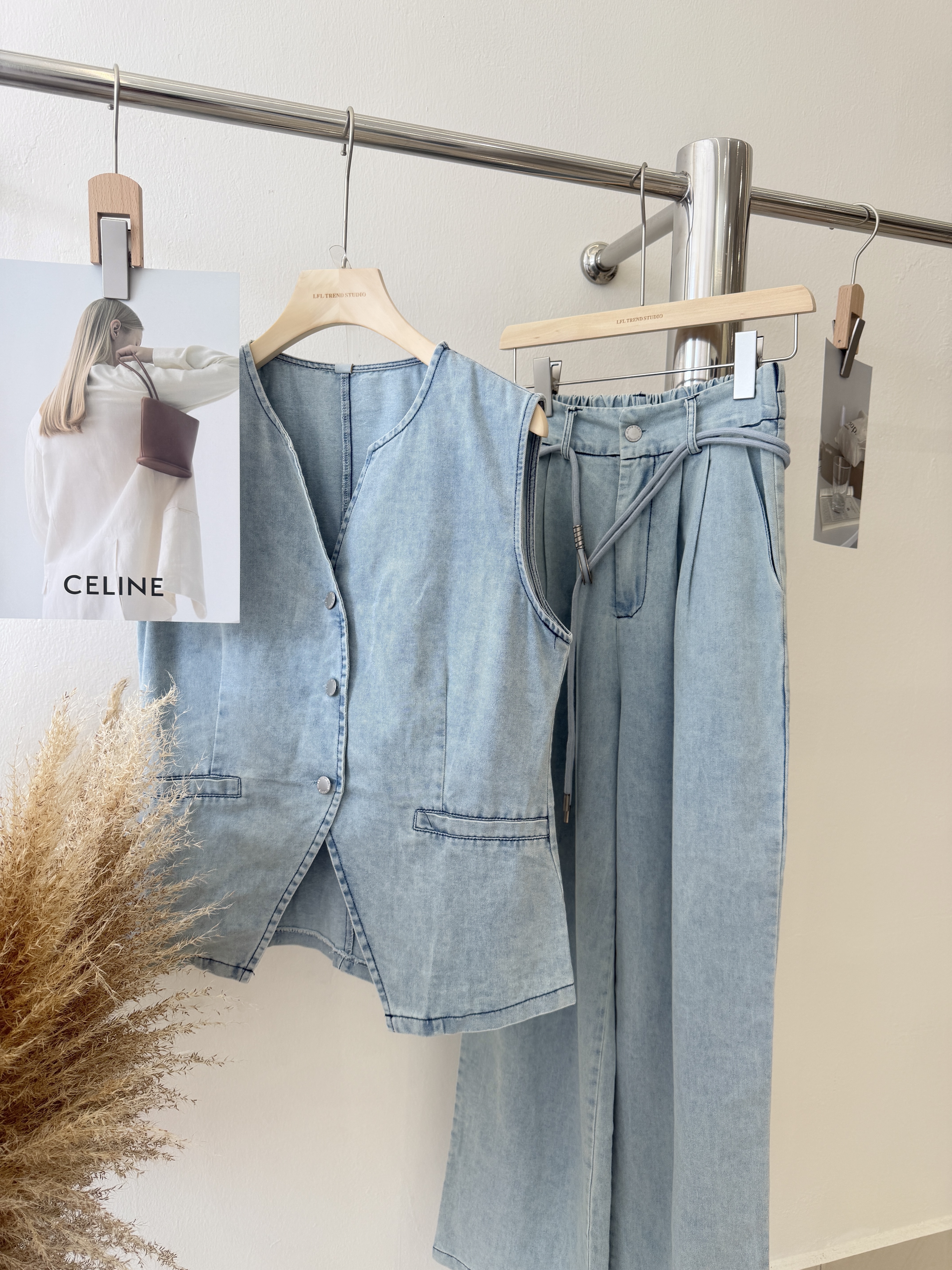 6519 时尚高级感牛仔两件套