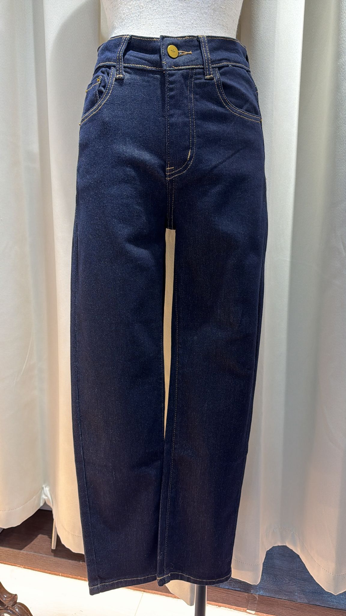 斷碼S原色中高腰直筒牛仔褲