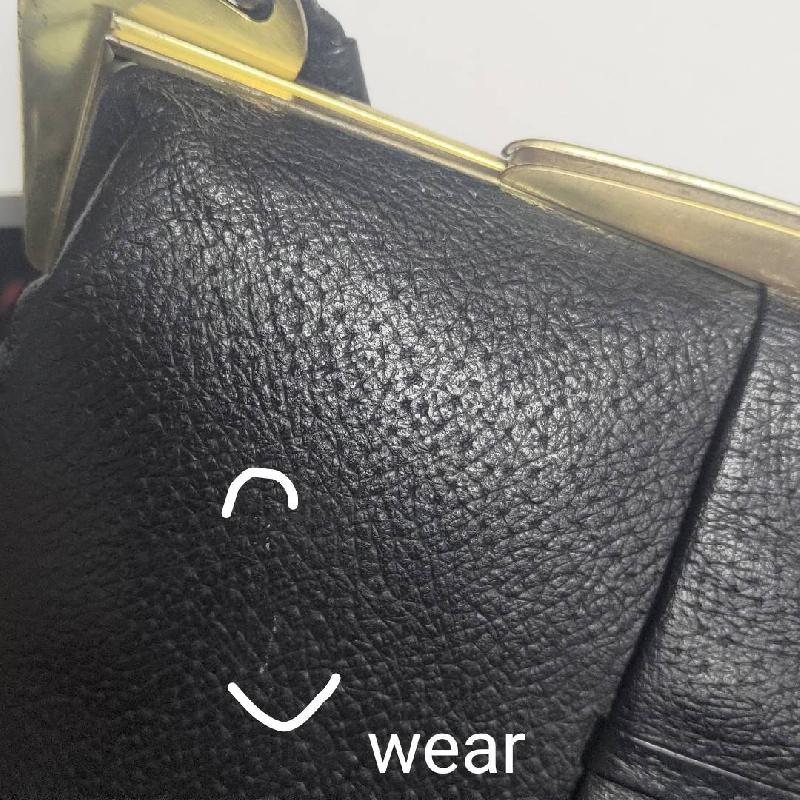 RARE! C.a. 1950s Horn Shaped Hardware Black Faux leather Large Handbag with Dotty Fabric Lining from Germany(NA0636)