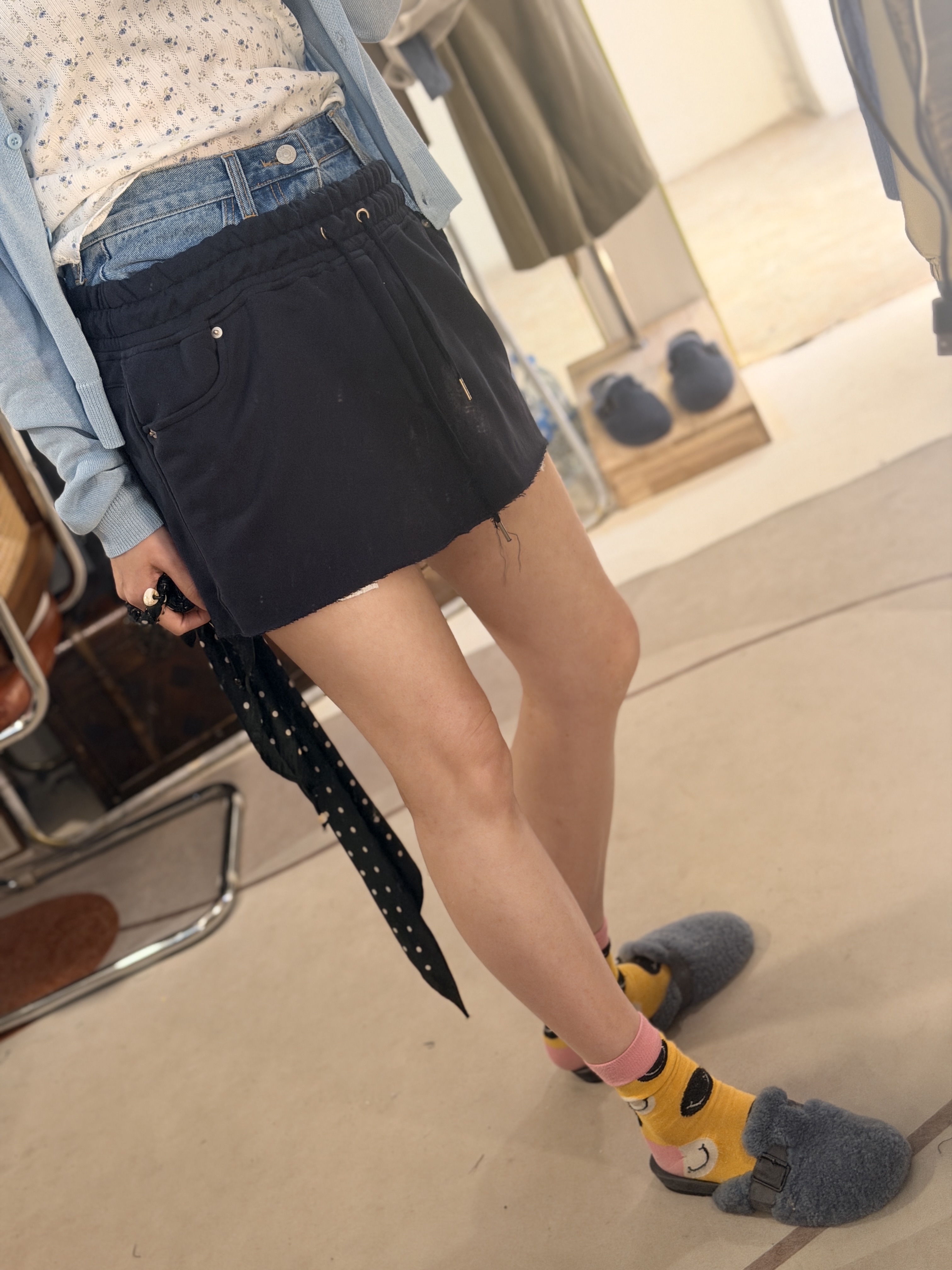 Double waist denim skirt